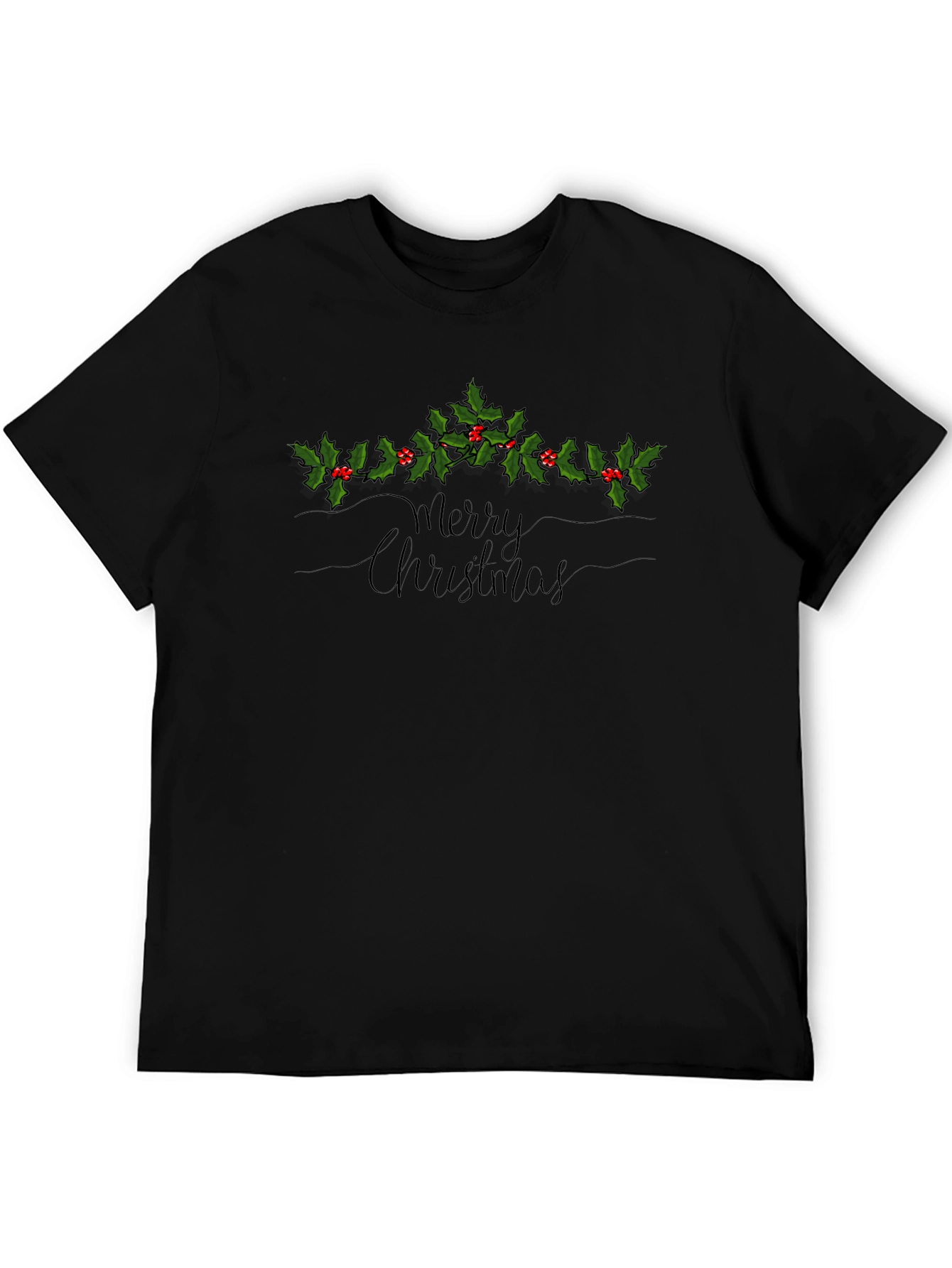 Festive Merry Christmas Holly Berry Graphic Tee