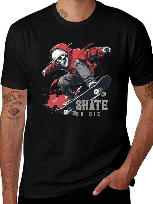 Skate or Die Graphic Tee - Skull Skateboarder
