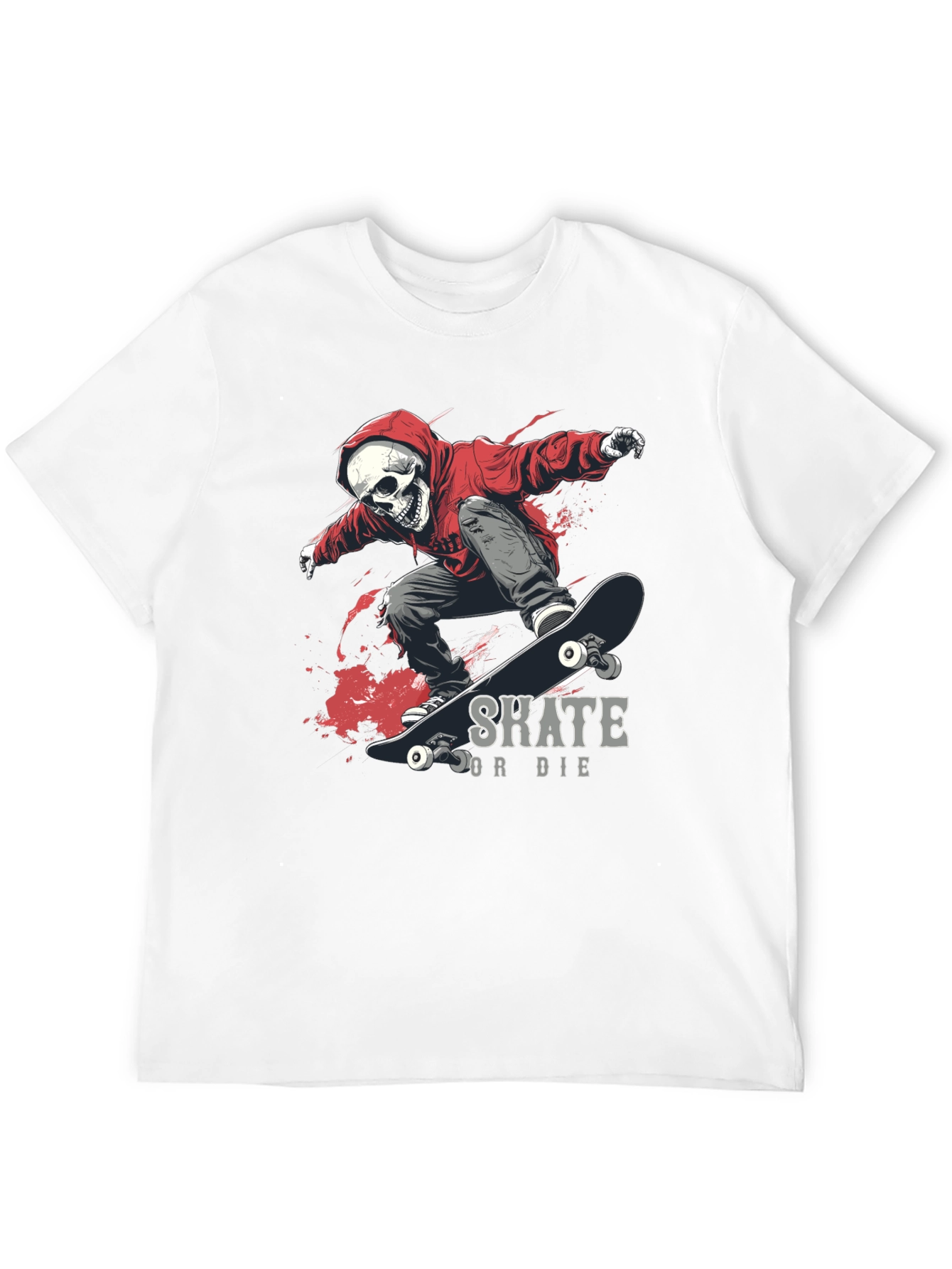 Skate or Die Graphic Tee - Skull Skateboarder