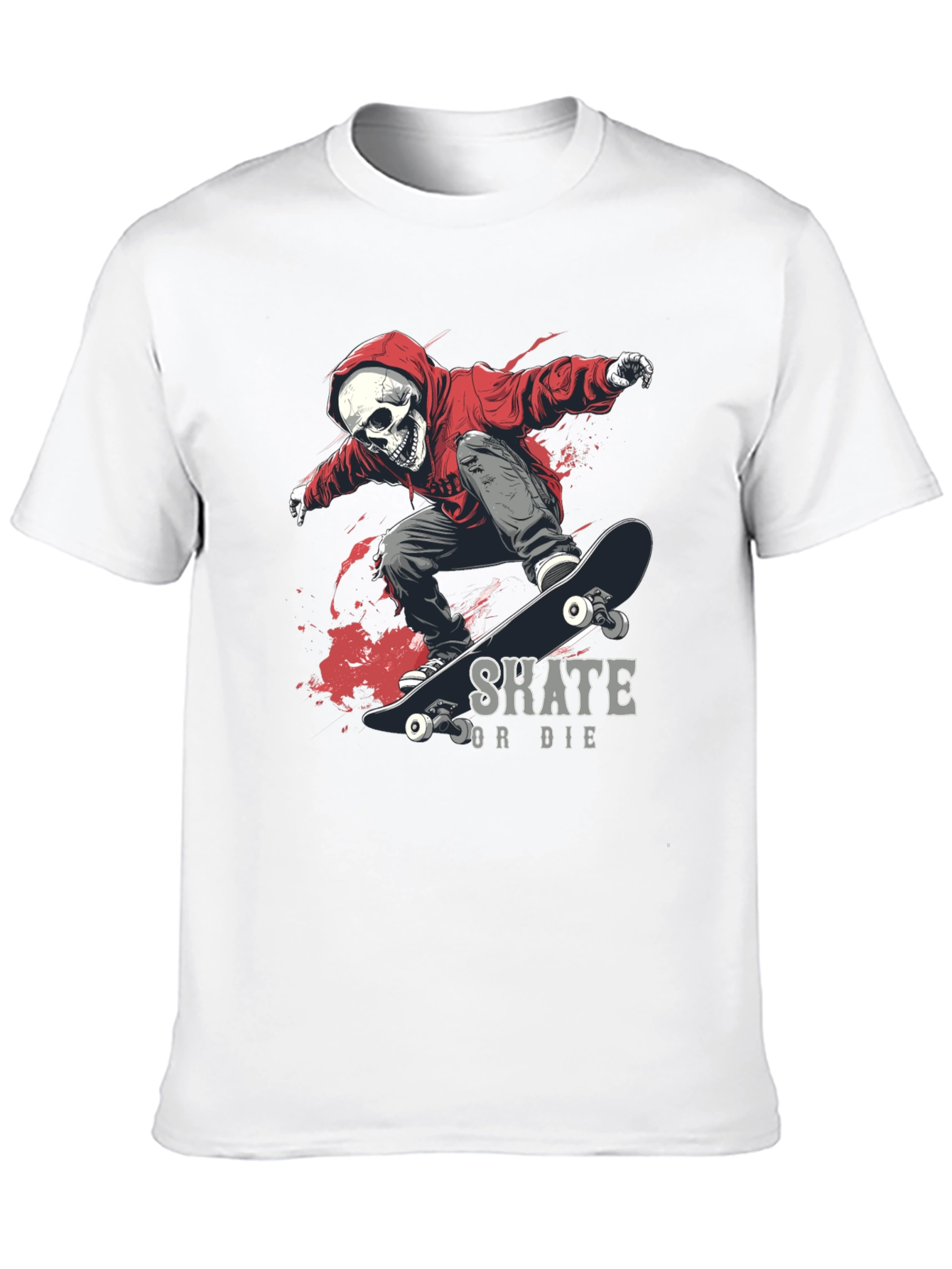 Skate or Die Graphic Tee - Skull Skateboarder
