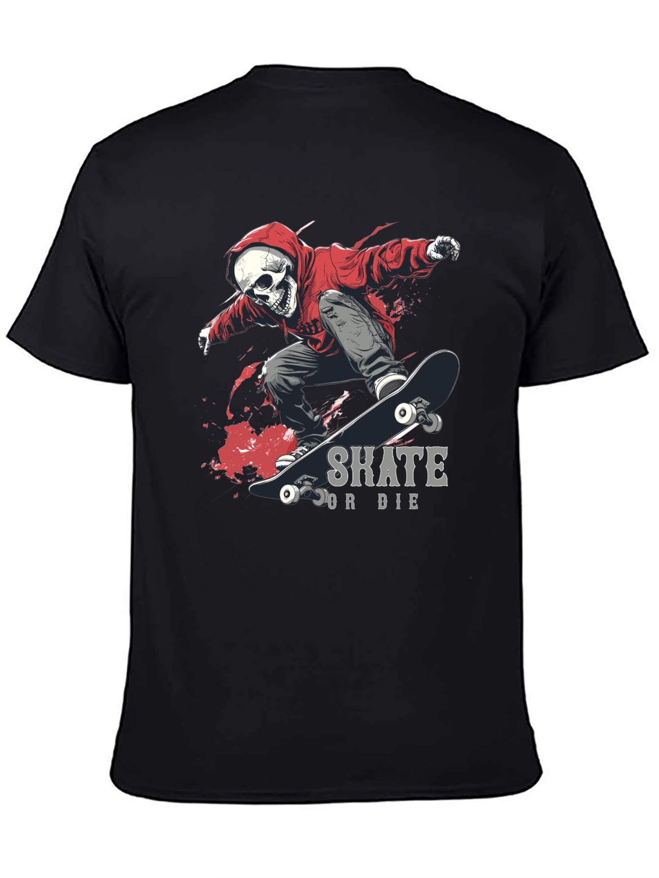 Skate or Die Graphic Tee - Skull Skateboarder