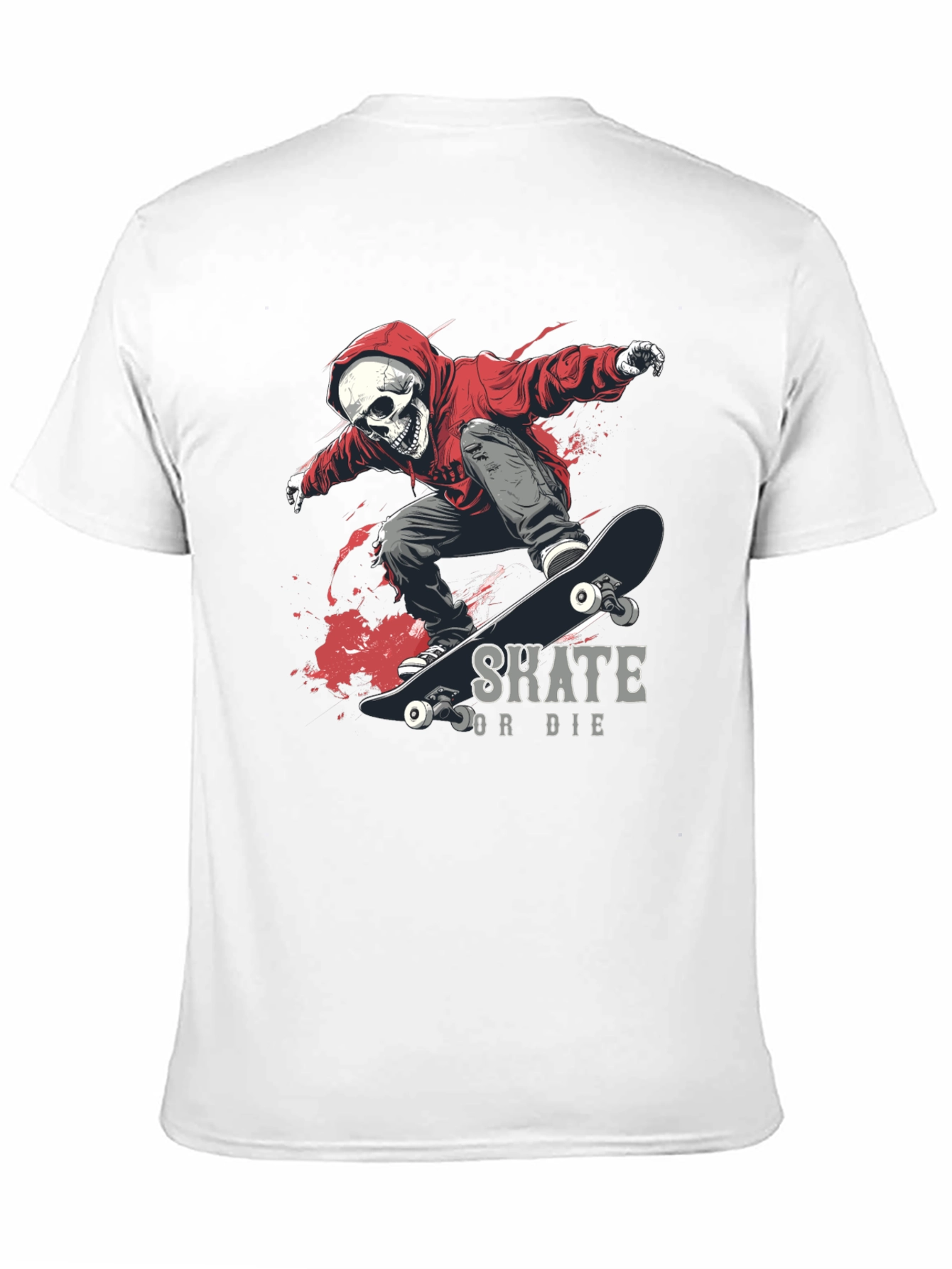 Skate or Die Graphic Tee - Skull Skateboarder