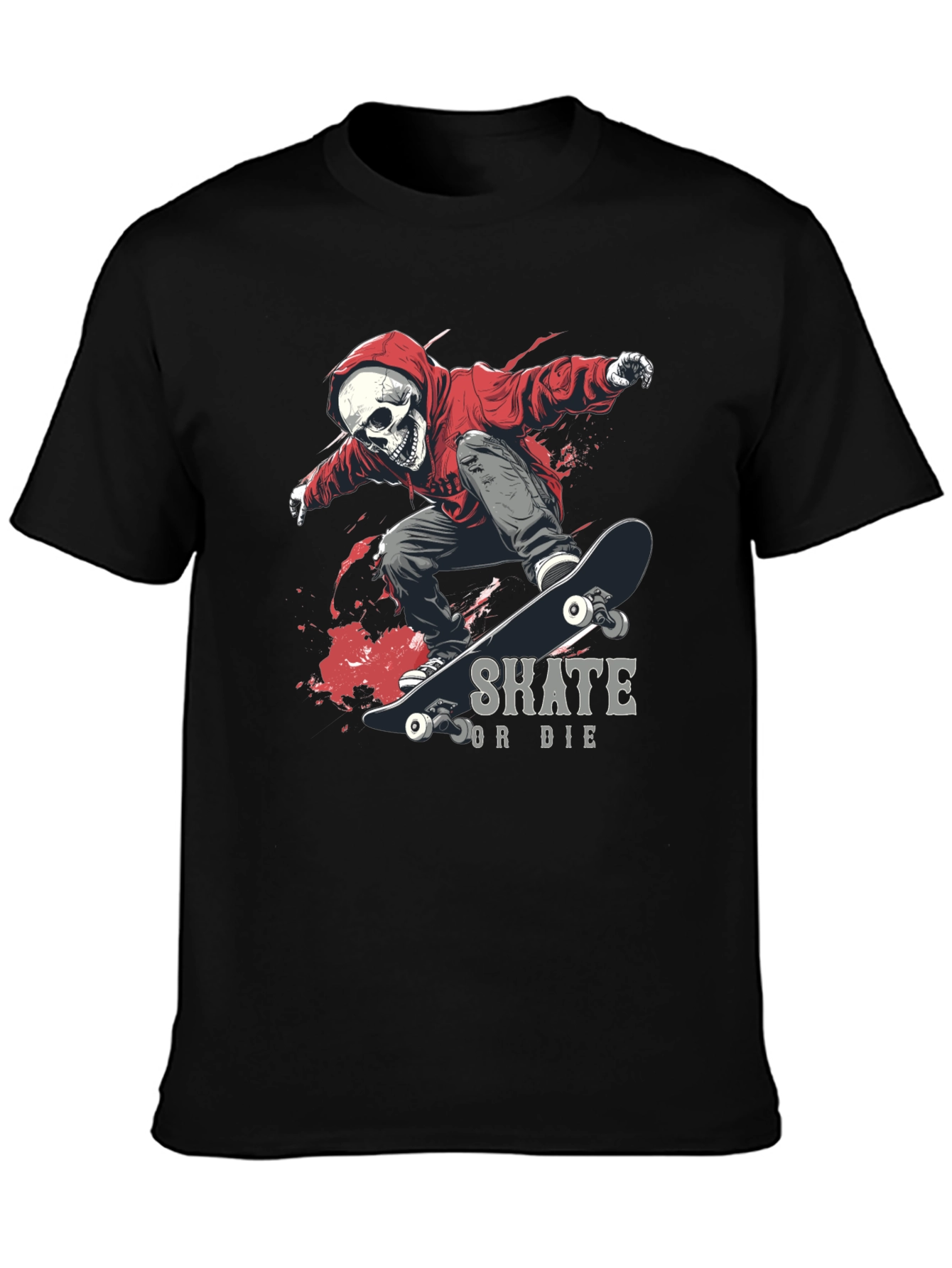 Skate or Die Graphic Tee - Skull Skateboarder