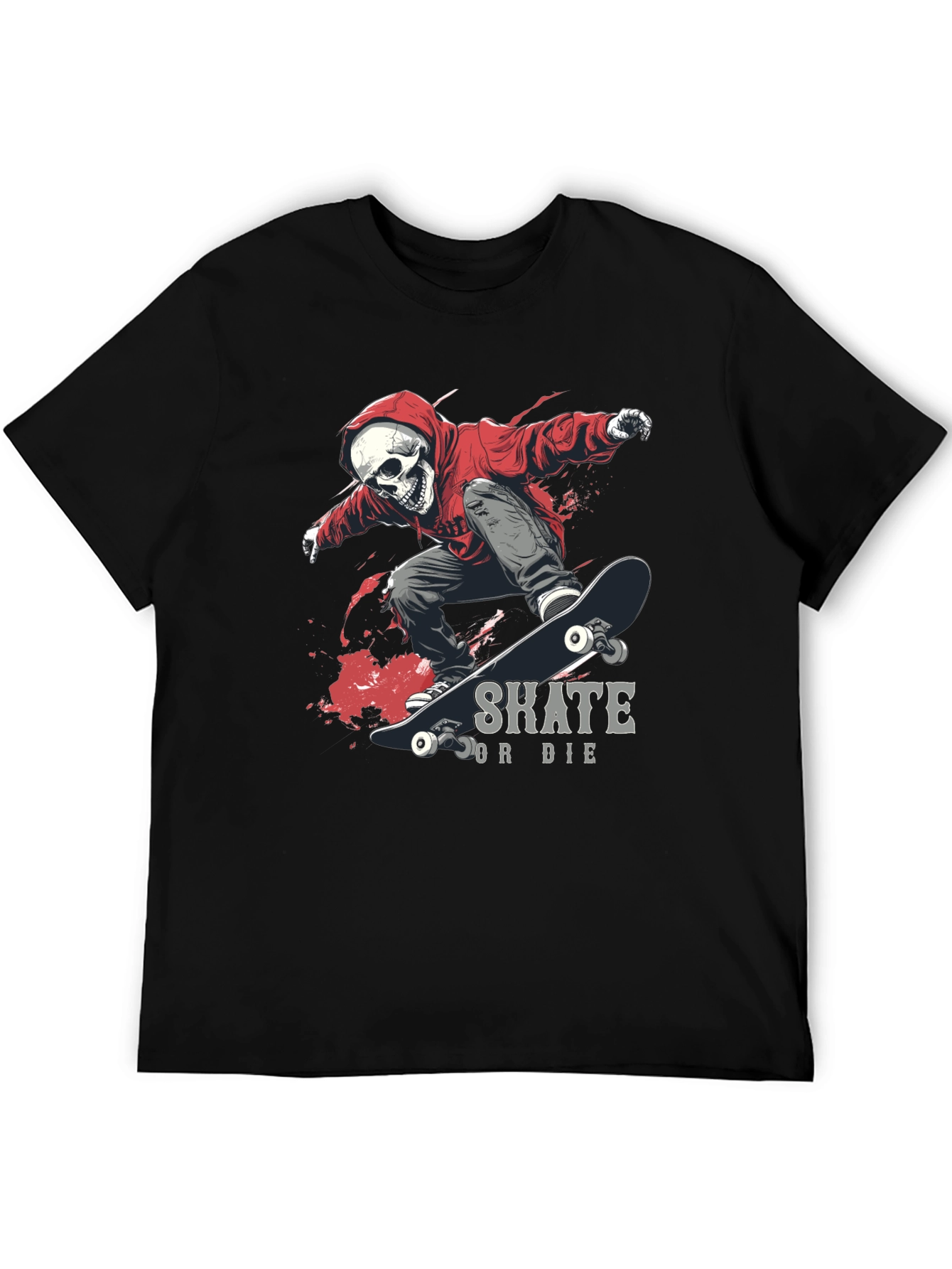 Skate or Die Graphic Tee - Skull Skateboarder