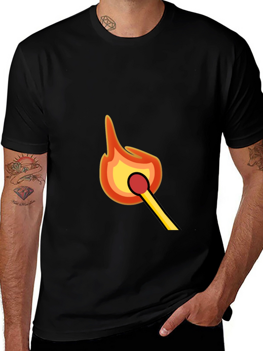 Burning Match Graphic Tee - Black Cotton Comfort