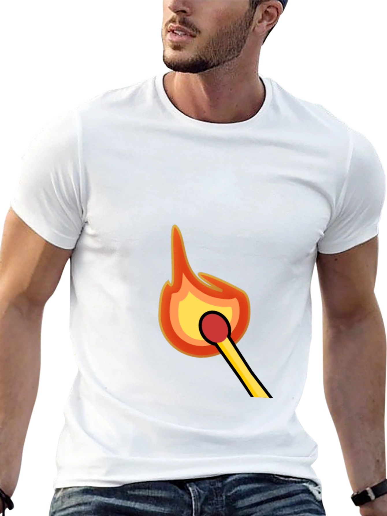 Burning Match Graphic Tee - Black Cotton Comfort