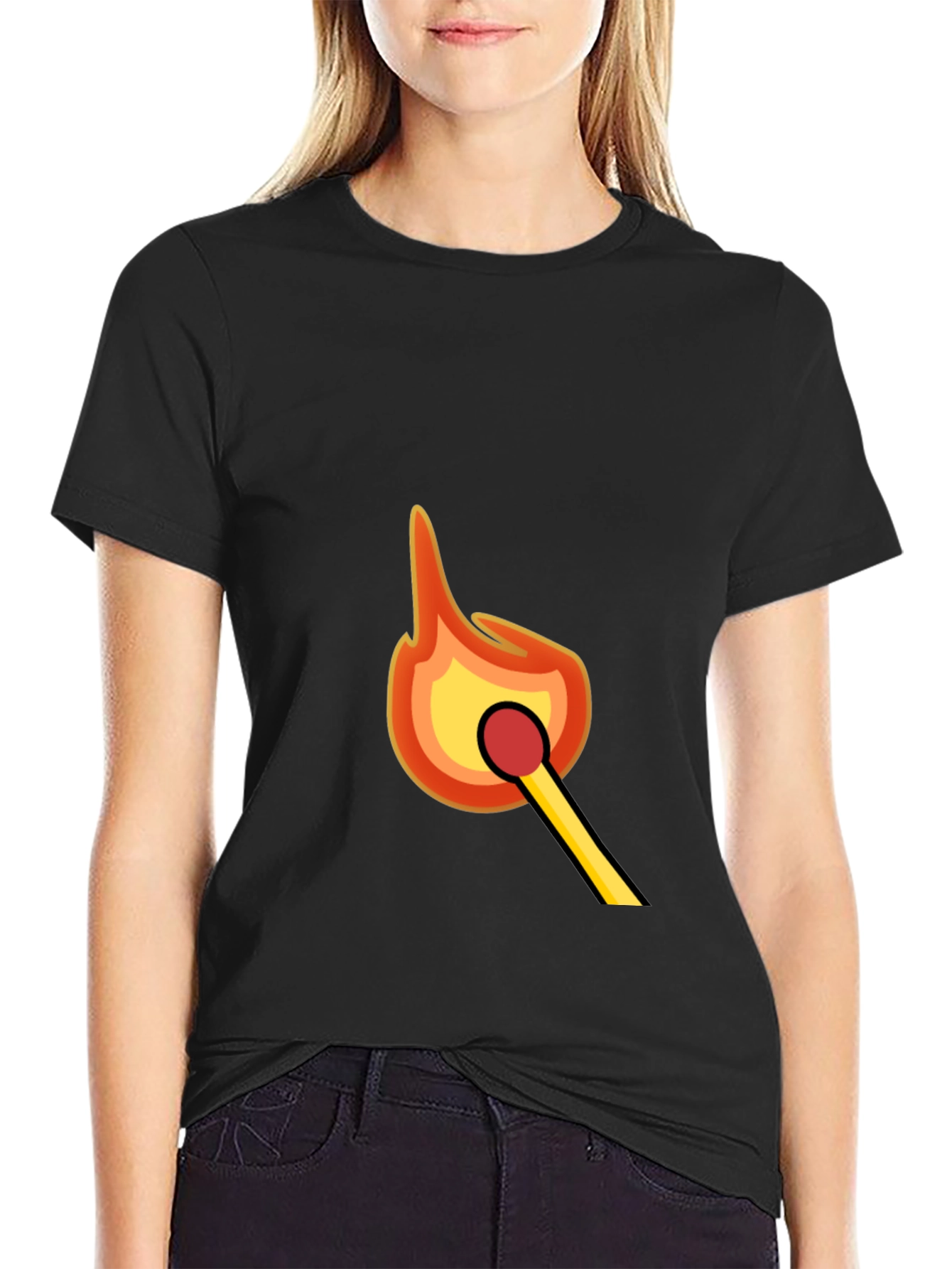Burning Match Graphic Tee - Black Cotton Comfort