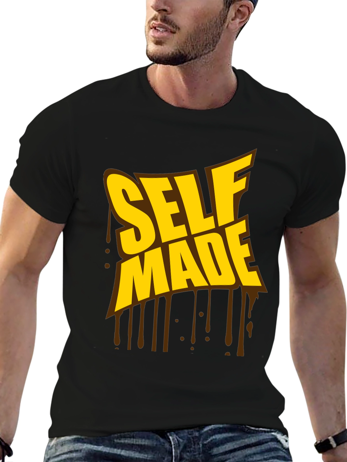 Self Made Graphic Tee - Black Cotton Shirt