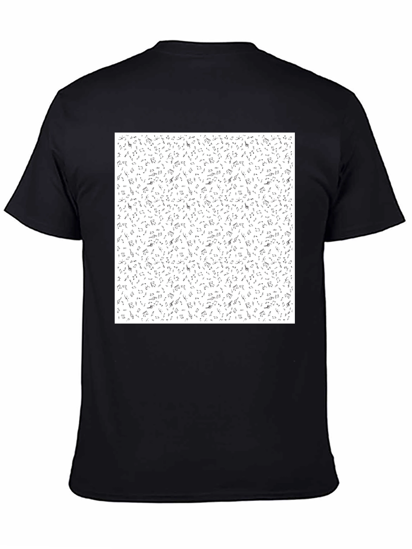Musical Notes Pattern Black T-Shirt