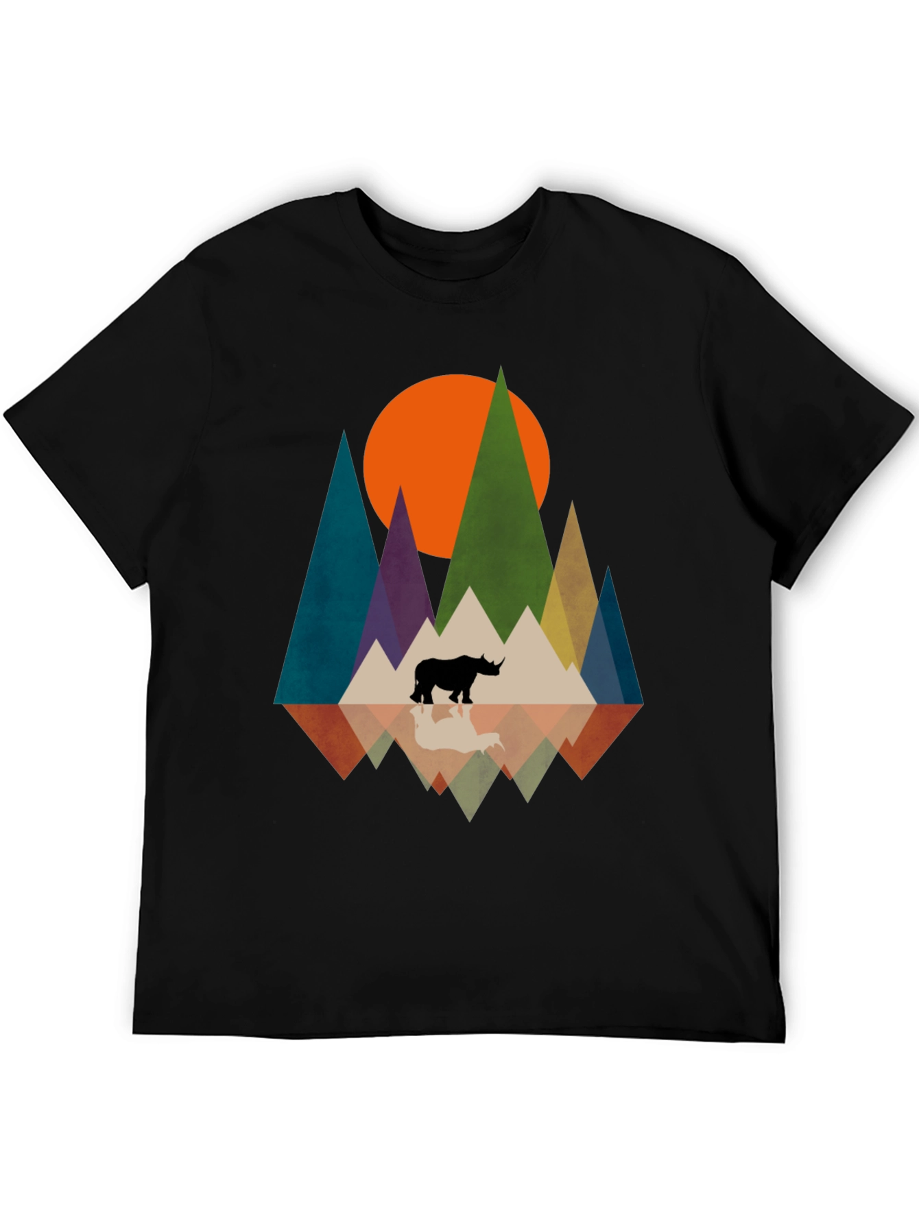 Geometric Rhino Graphic Tee - Modern Nature Design