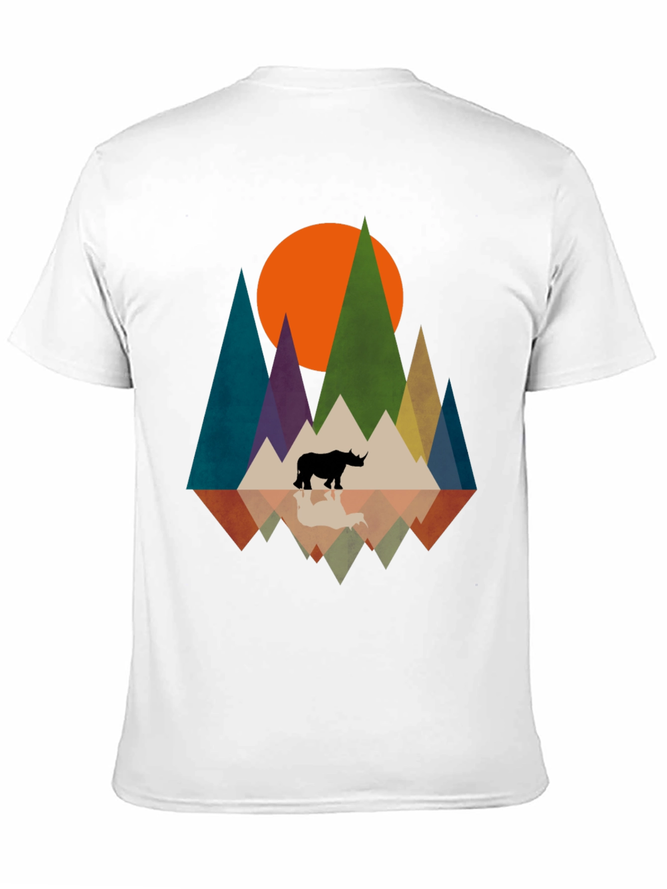 Geometric Rhino Graphic Tee - Modern Nature Design