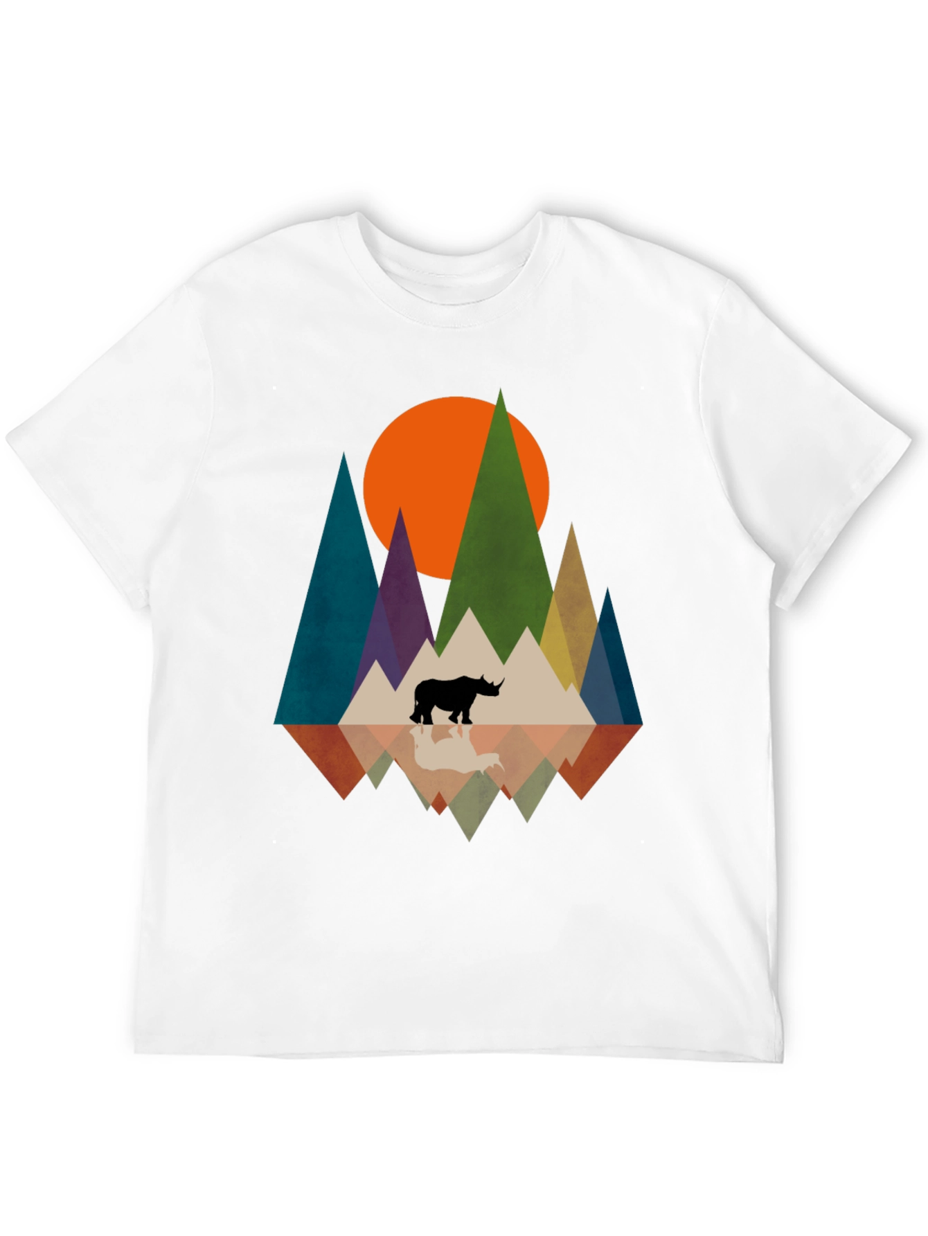 Geometric Rhino Graphic Tee - Modern Nature Design