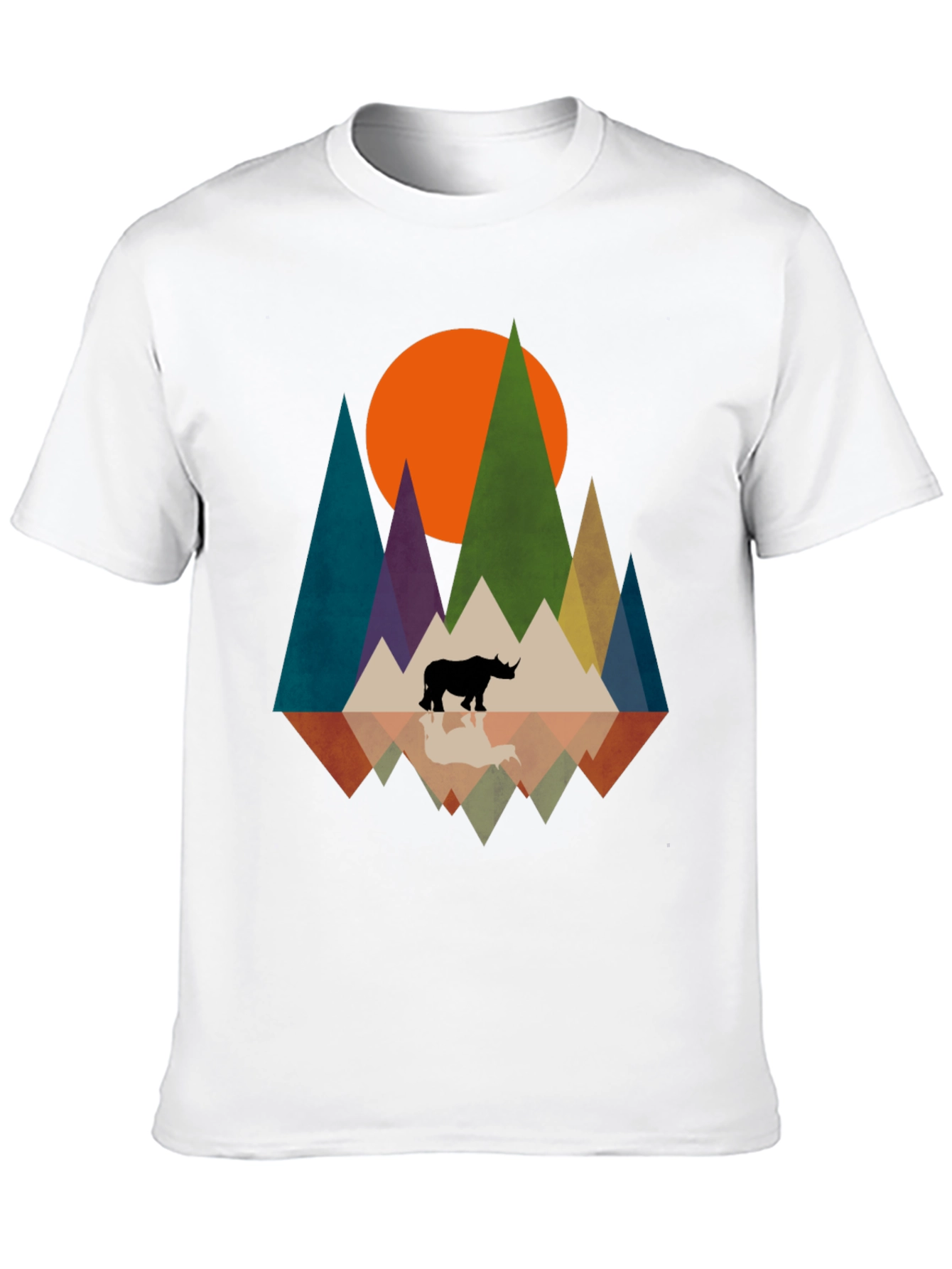 Geometric Rhino Graphic Tee - Modern Nature Design