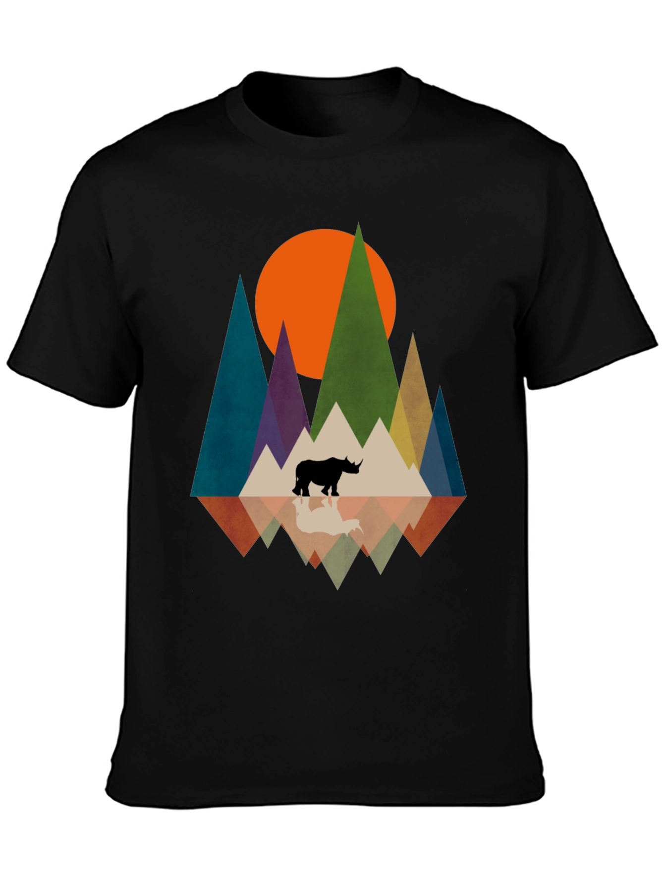 Geometric Rhino Graphic Tee - Modern Nature Design