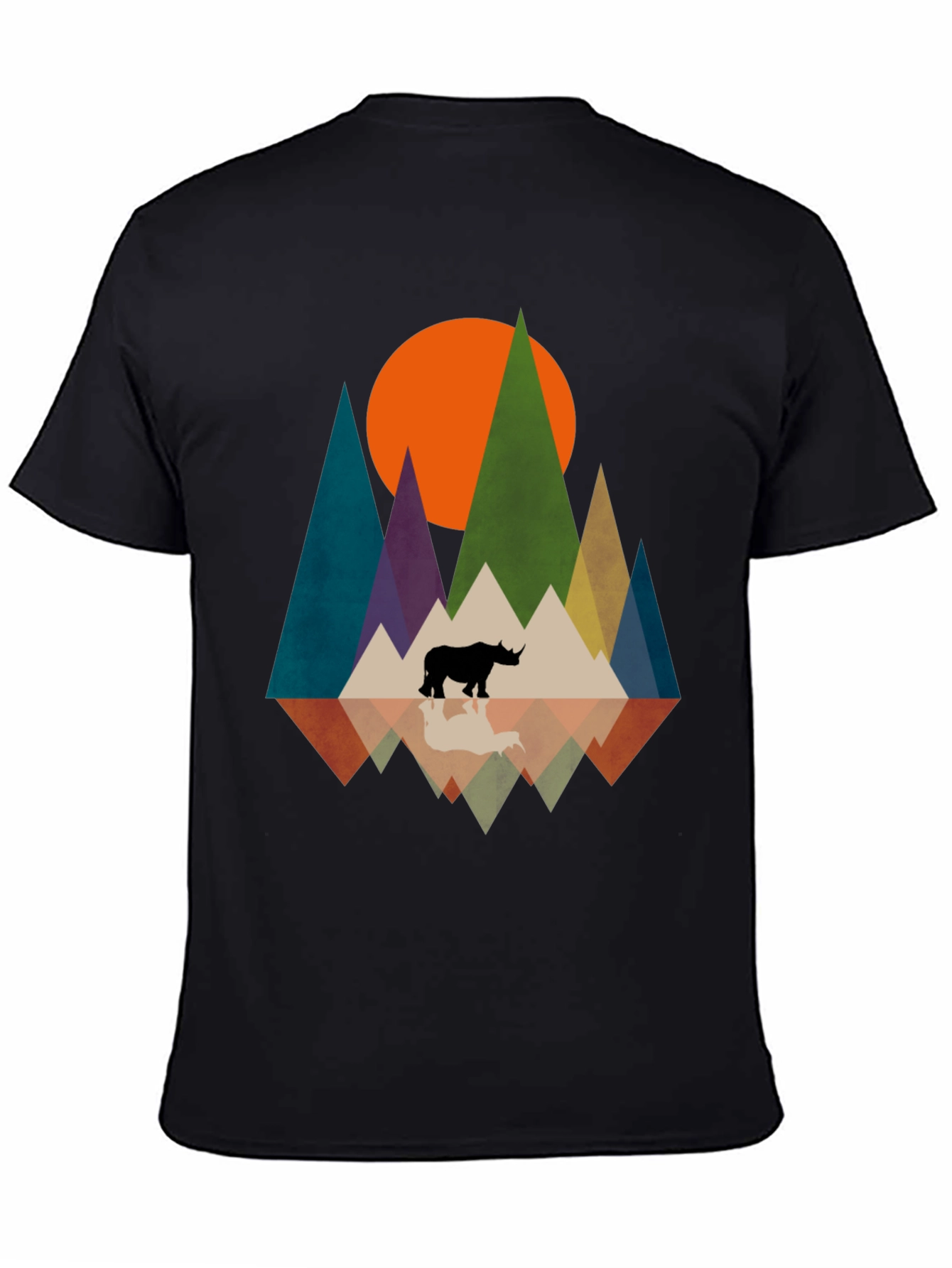 Geometric Rhino Graphic Tee - Modern Nature Design