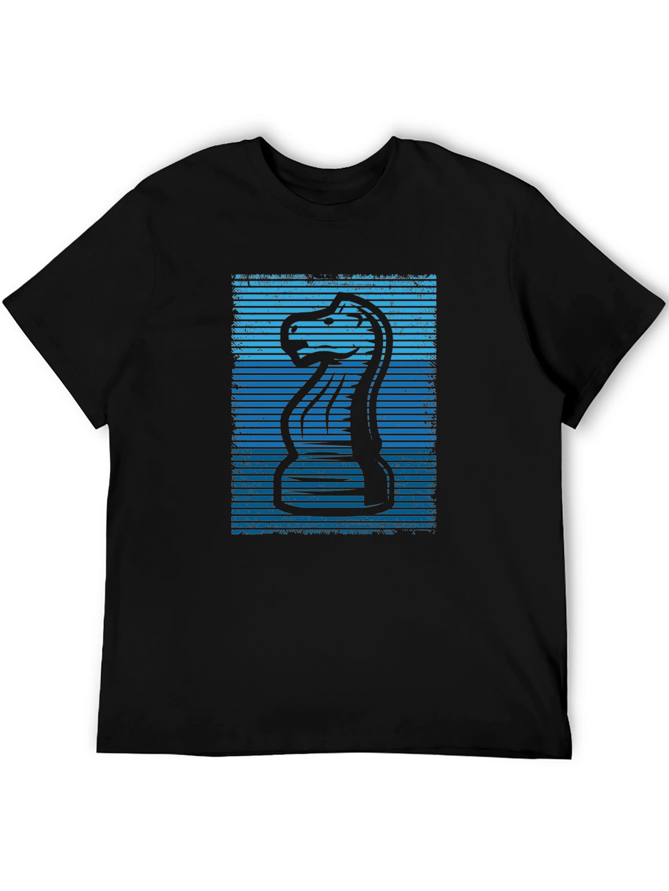 Chess Knight Graphic Tee - Cool Blue Design