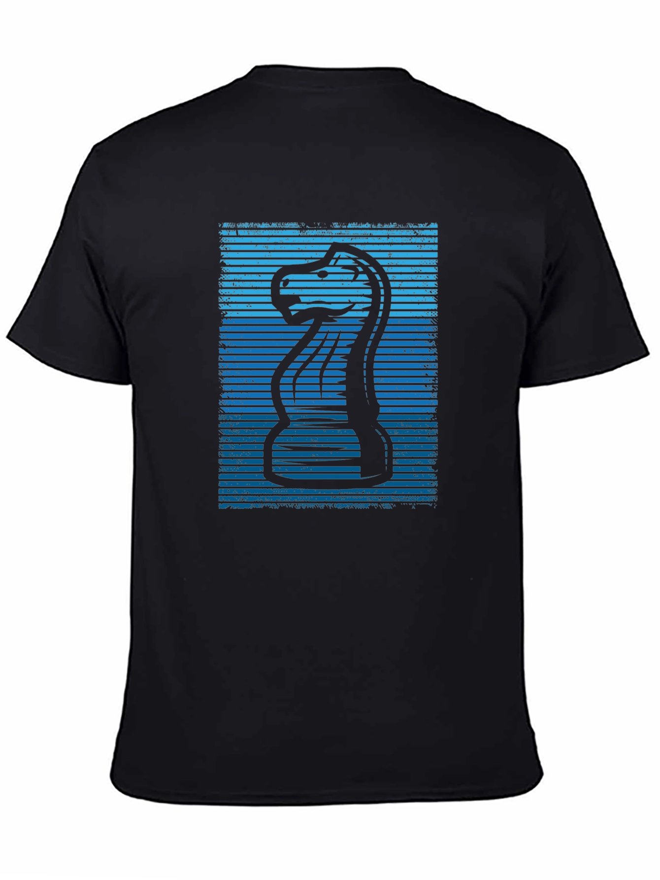 Chess Knight Graphic Tee - Cool Blue Design