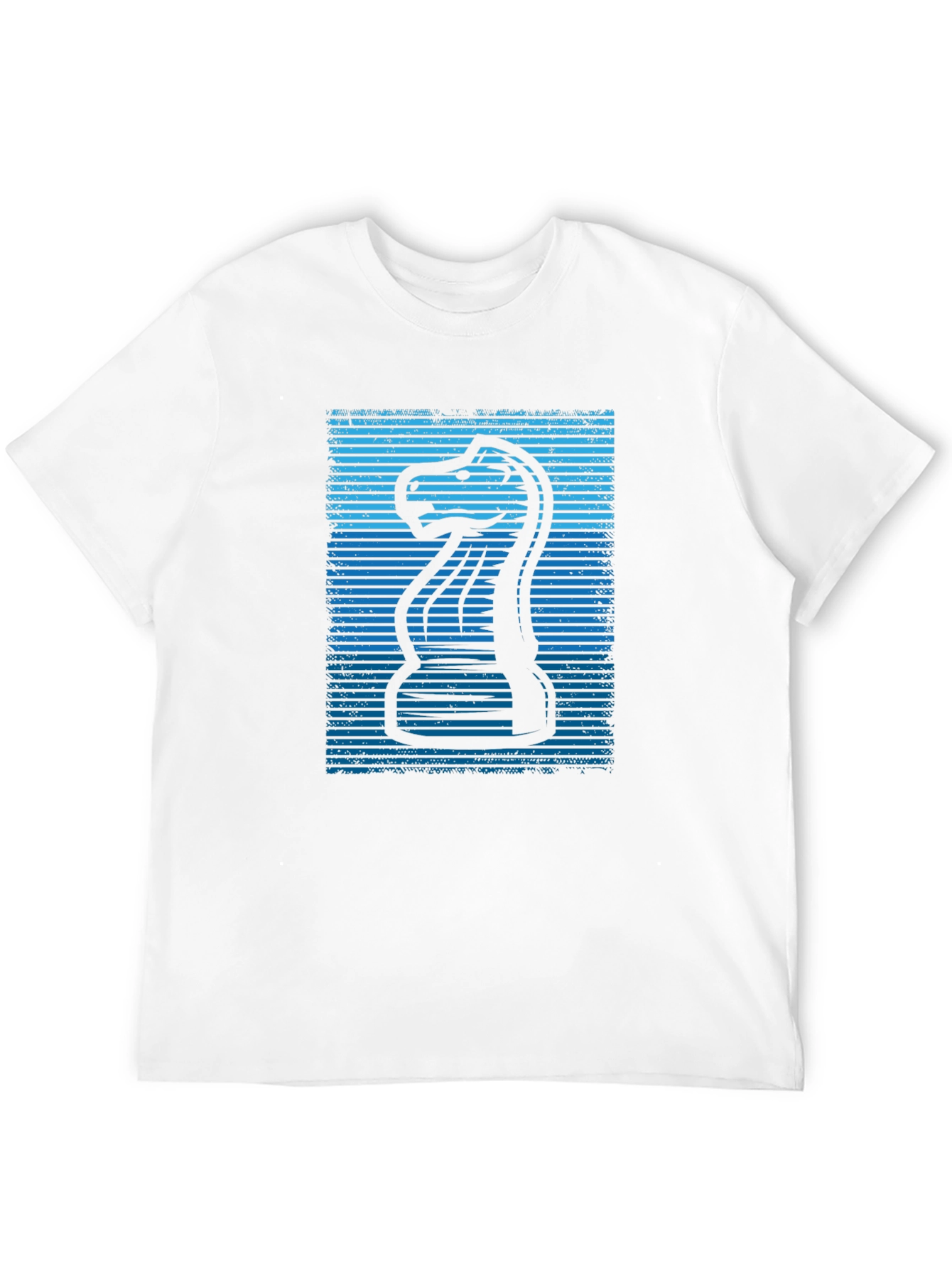 Chess Knight Graphic Tee - Cool Blue Design