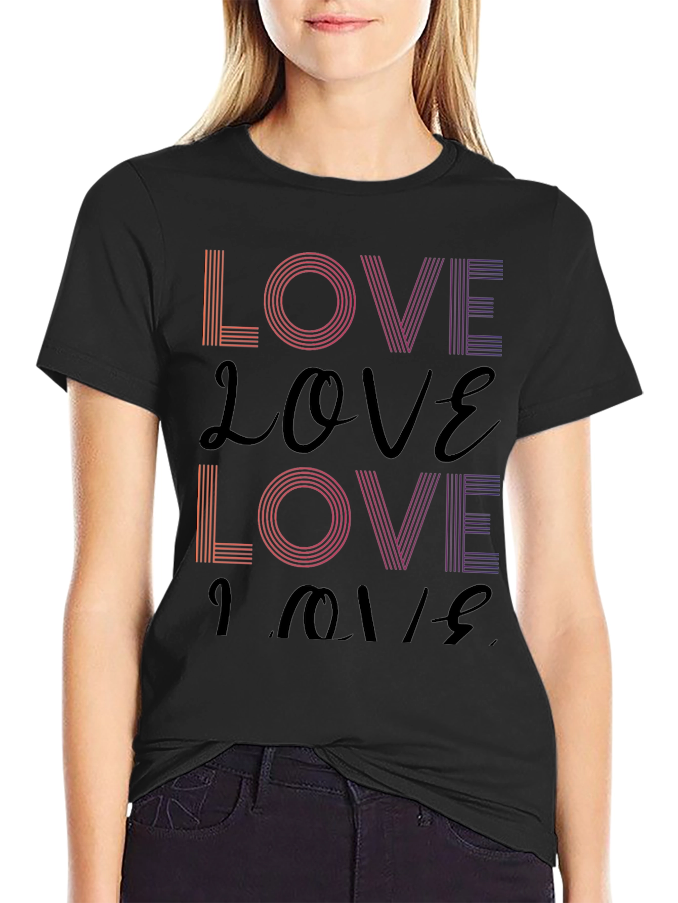 Retro Love T-Shirt - Stylish Gradient Design