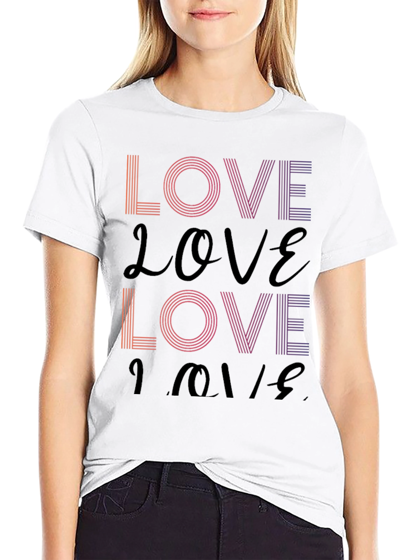 Retro Love T-Shirt - Stylish Gradient Design