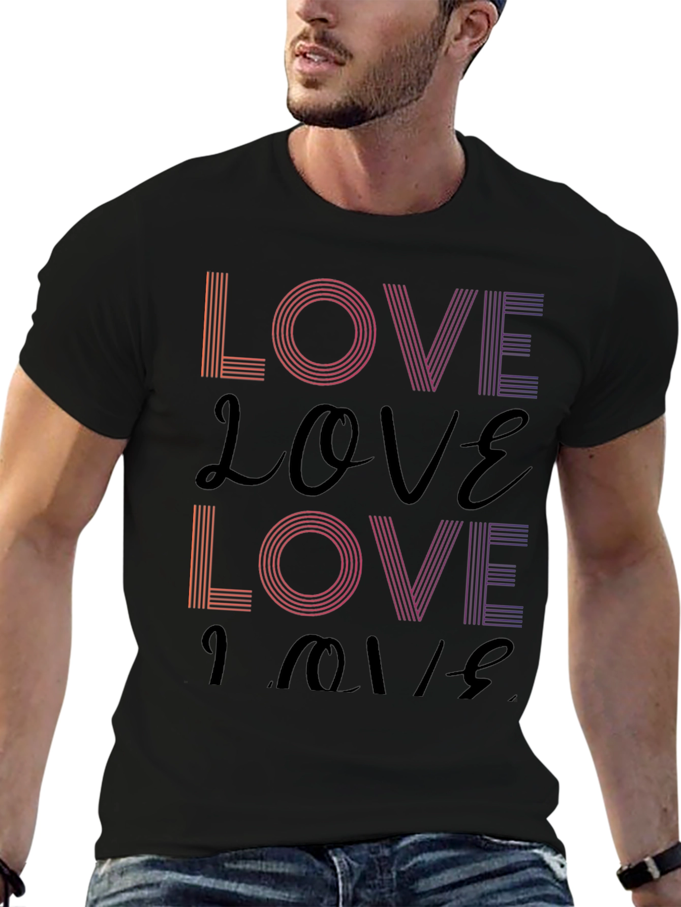 Retro Love T-Shirt - Stylish Gradient Design