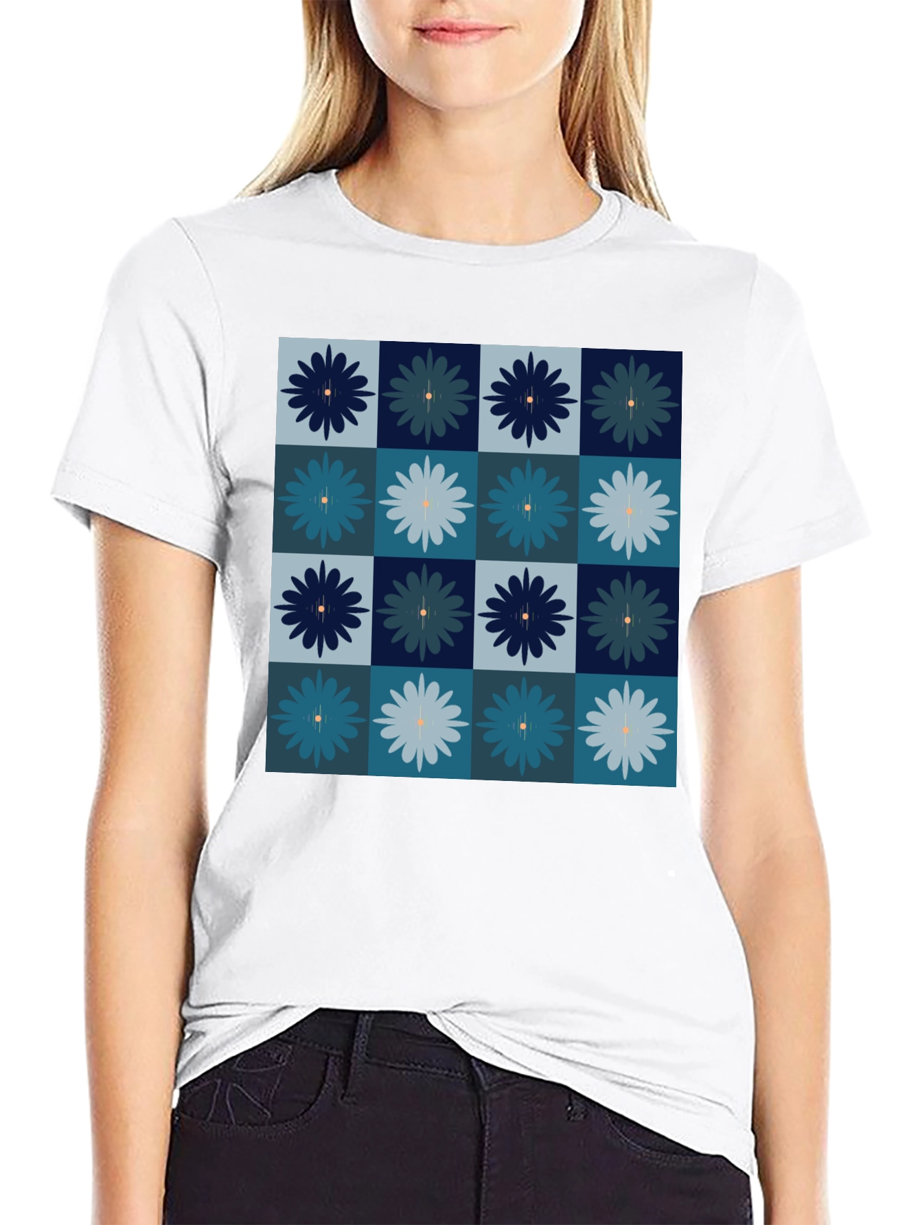 Floral Checkered T-Shirt - Modern Style