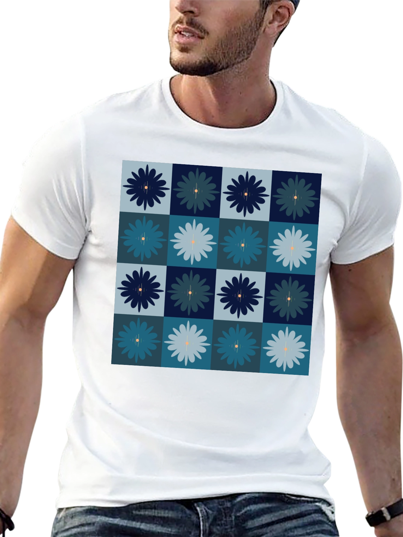 Floral Checkered T-Shirt - Modern Style