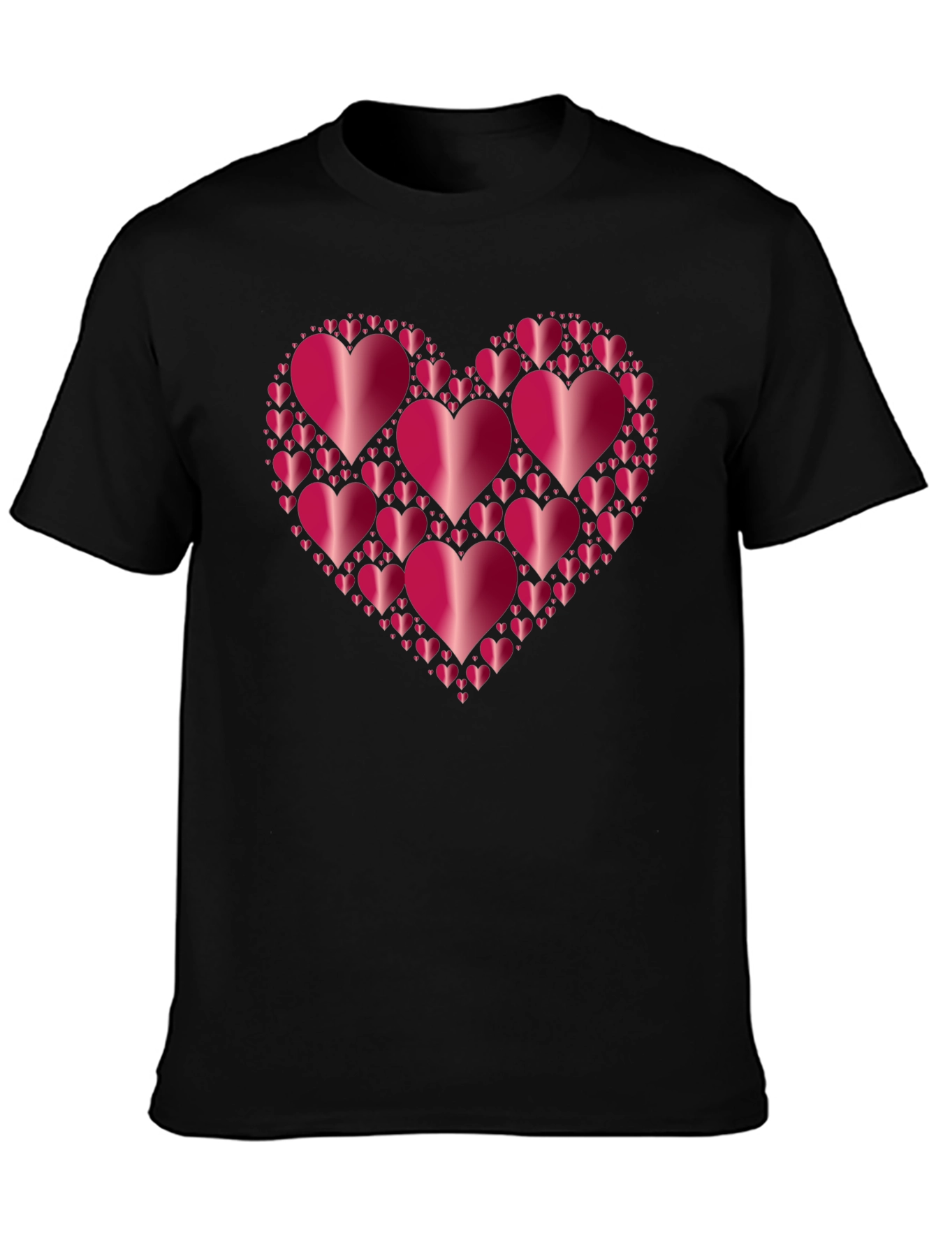 Heart Cluster Black T-Shirt - Love Design