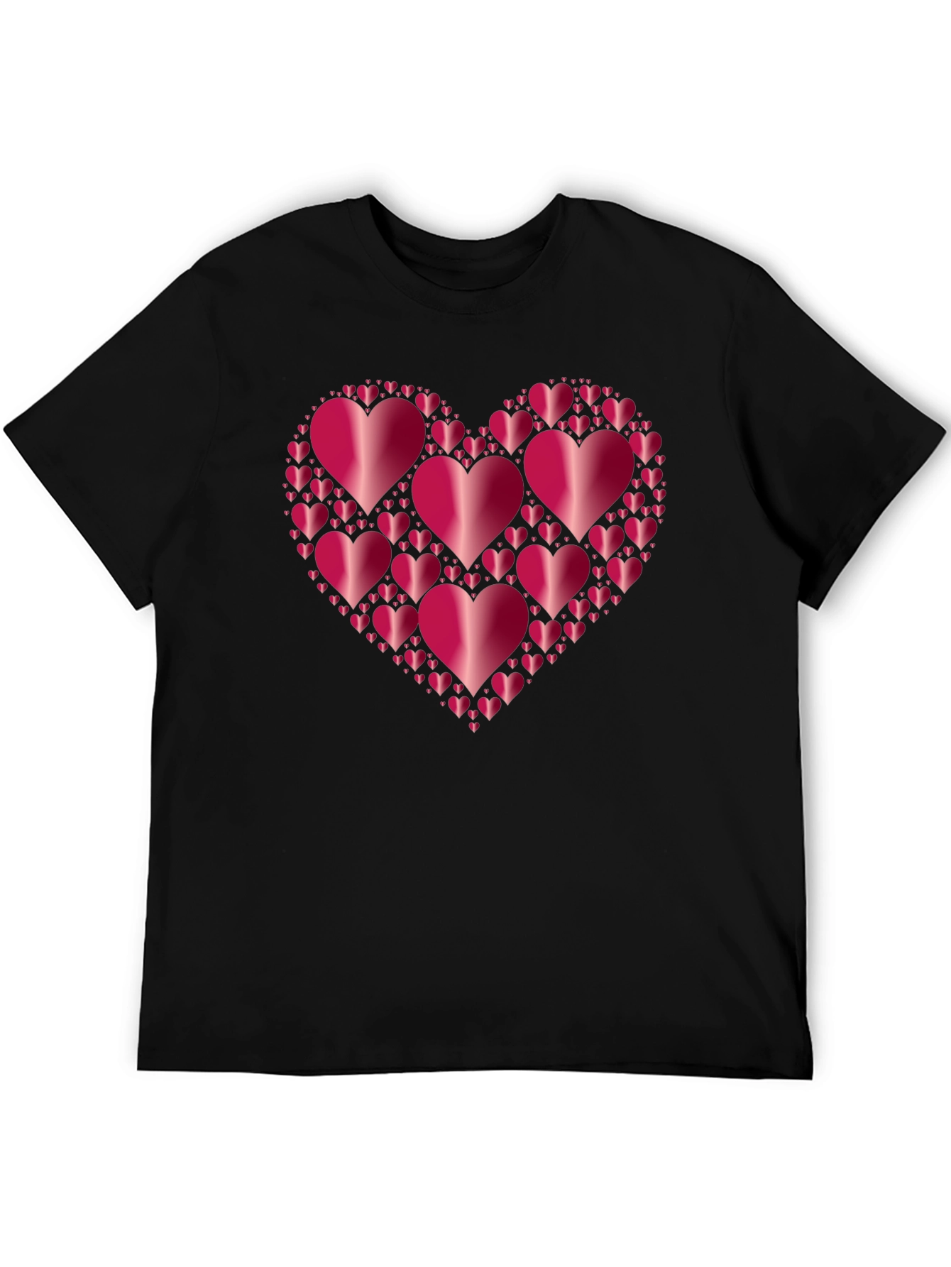 Heart Cluster Black T-Shirt - Love Design