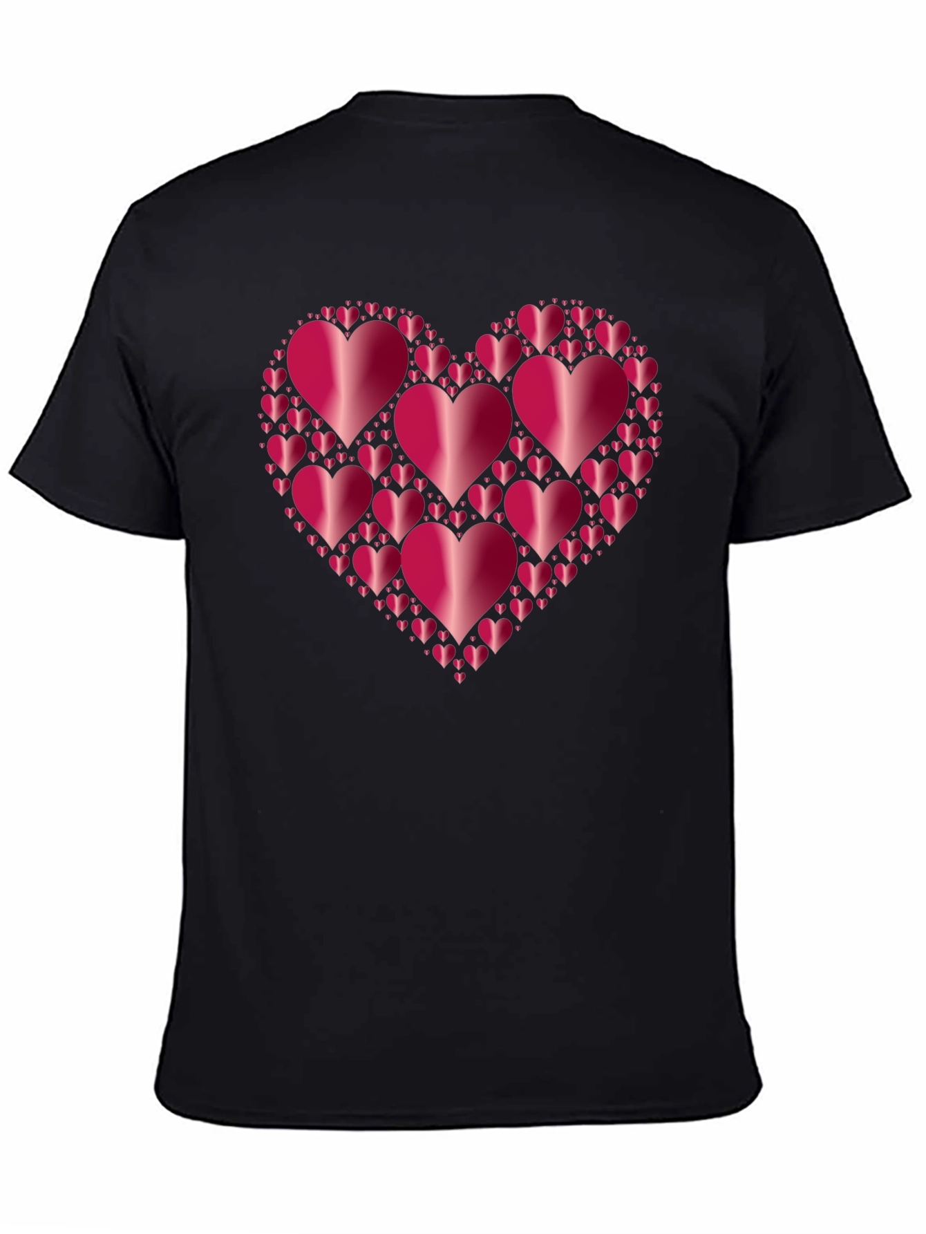 Heart Cluster Black T-Shirt - Love Design