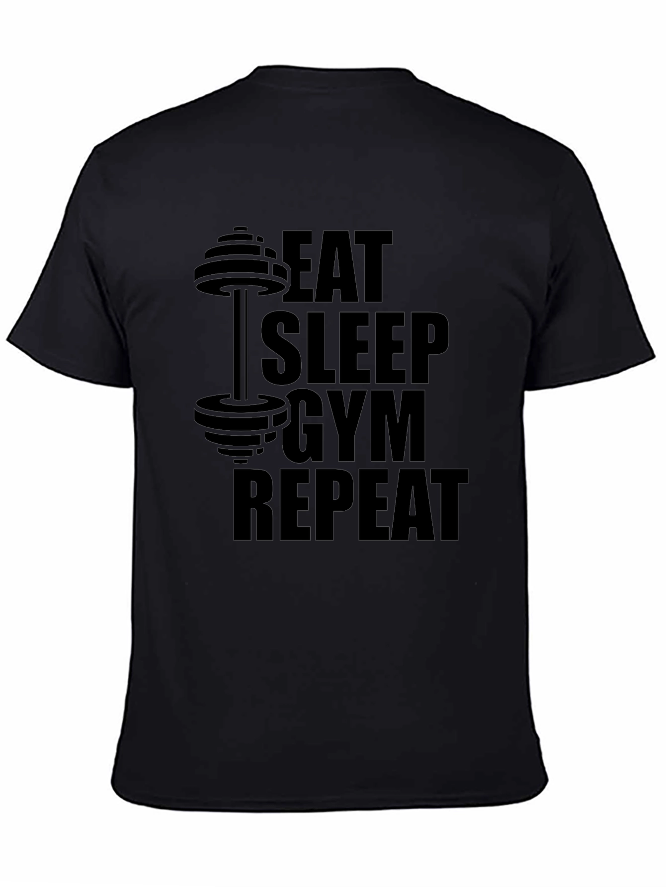 Eat Sleep Gym Repeat Black Graphic Tee