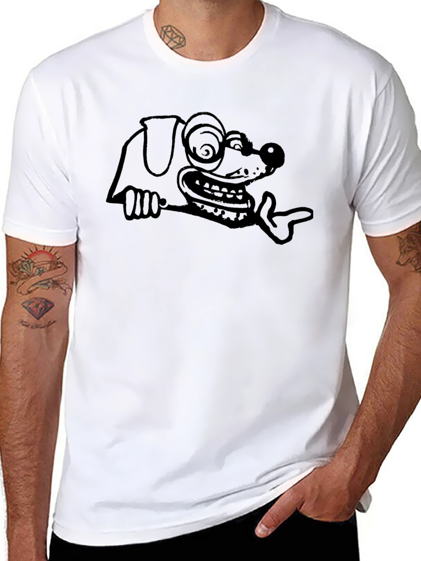 Crazy Dog Graphic Tee - Black Short Sleeve