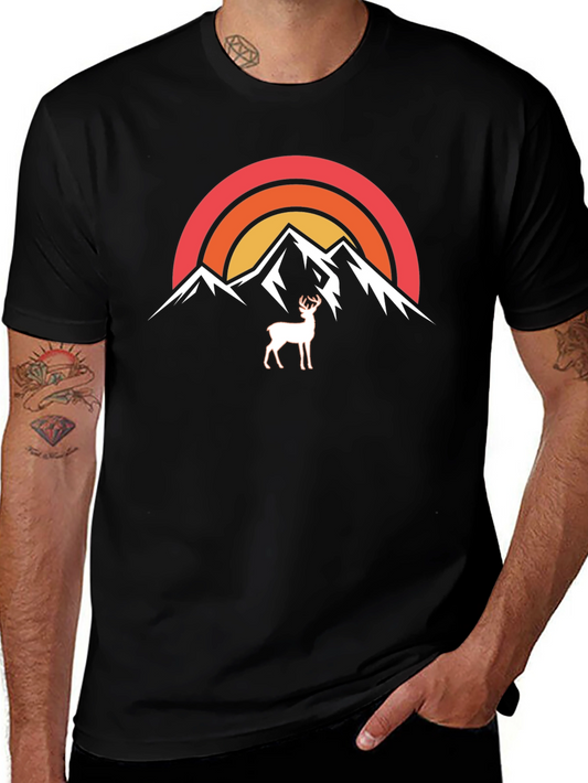 Mountain Deer Graphic Tee - Nature Inspired Design