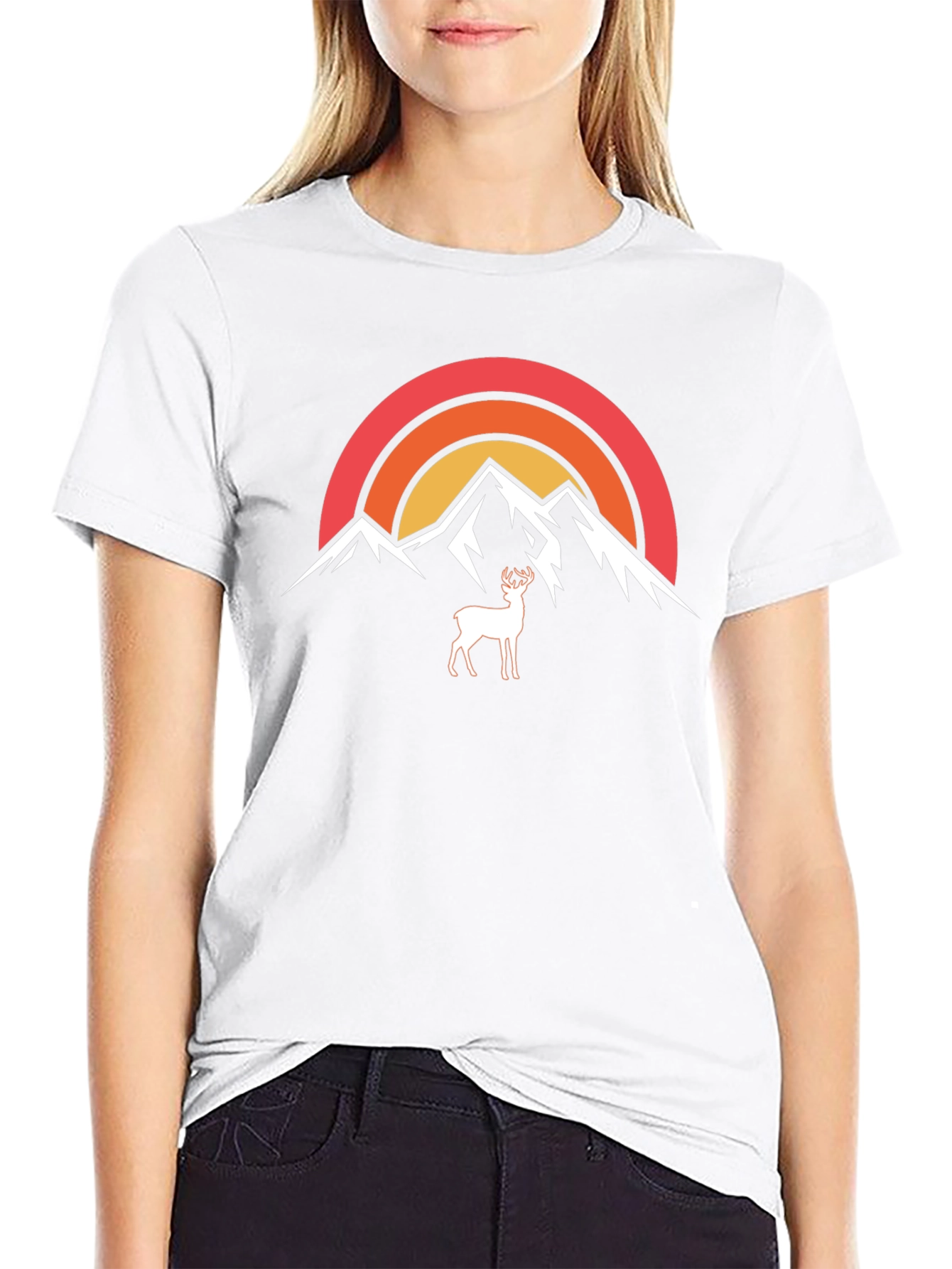 Mountain Deer Graphic Tee - Nature Inspired Design