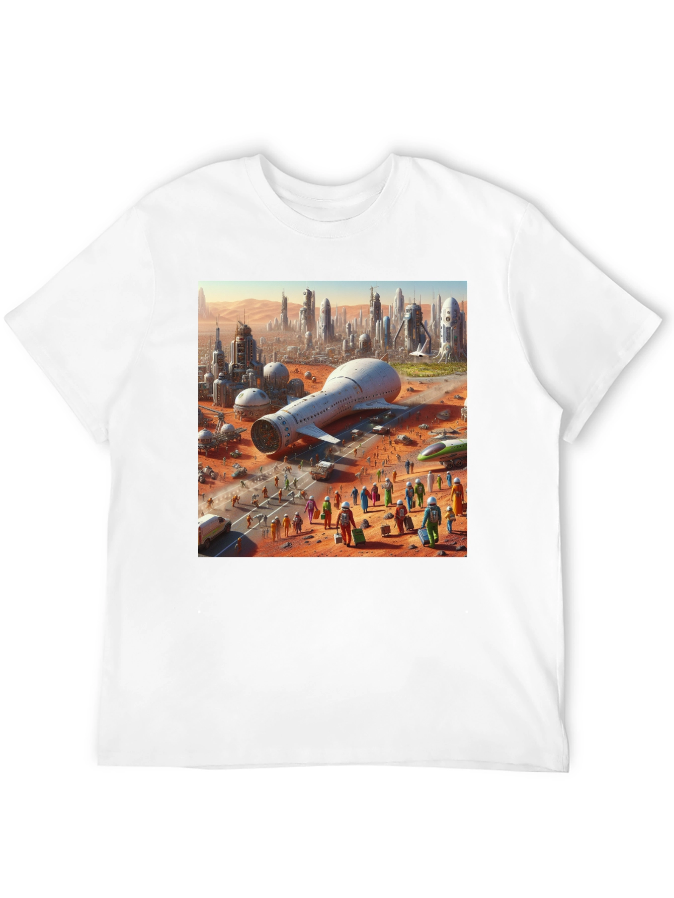 Futuristic Mars City Graphic T-Shirt