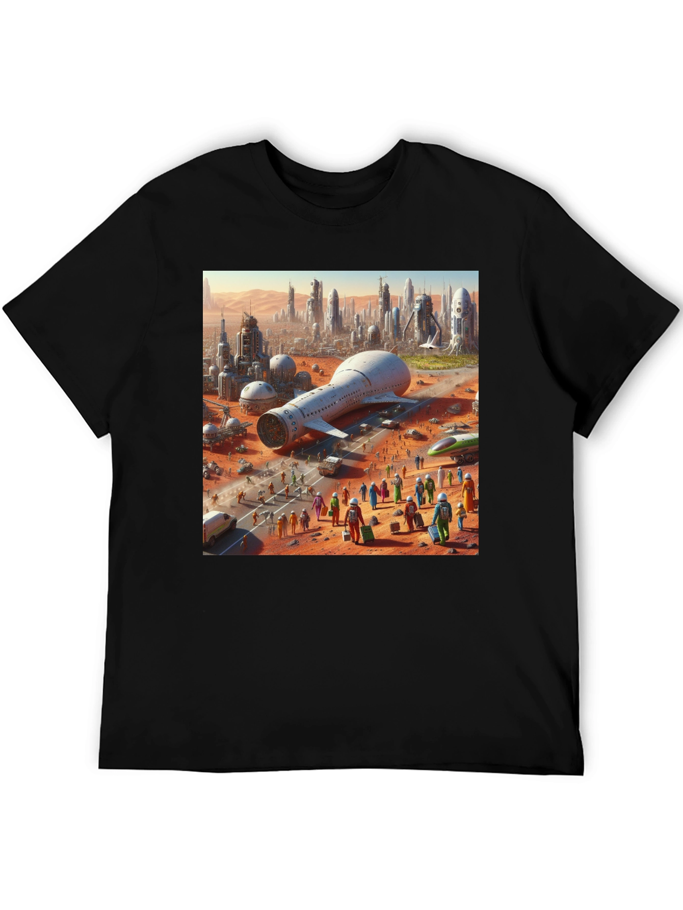 Futuristic Mars City Graphic T-Shirt