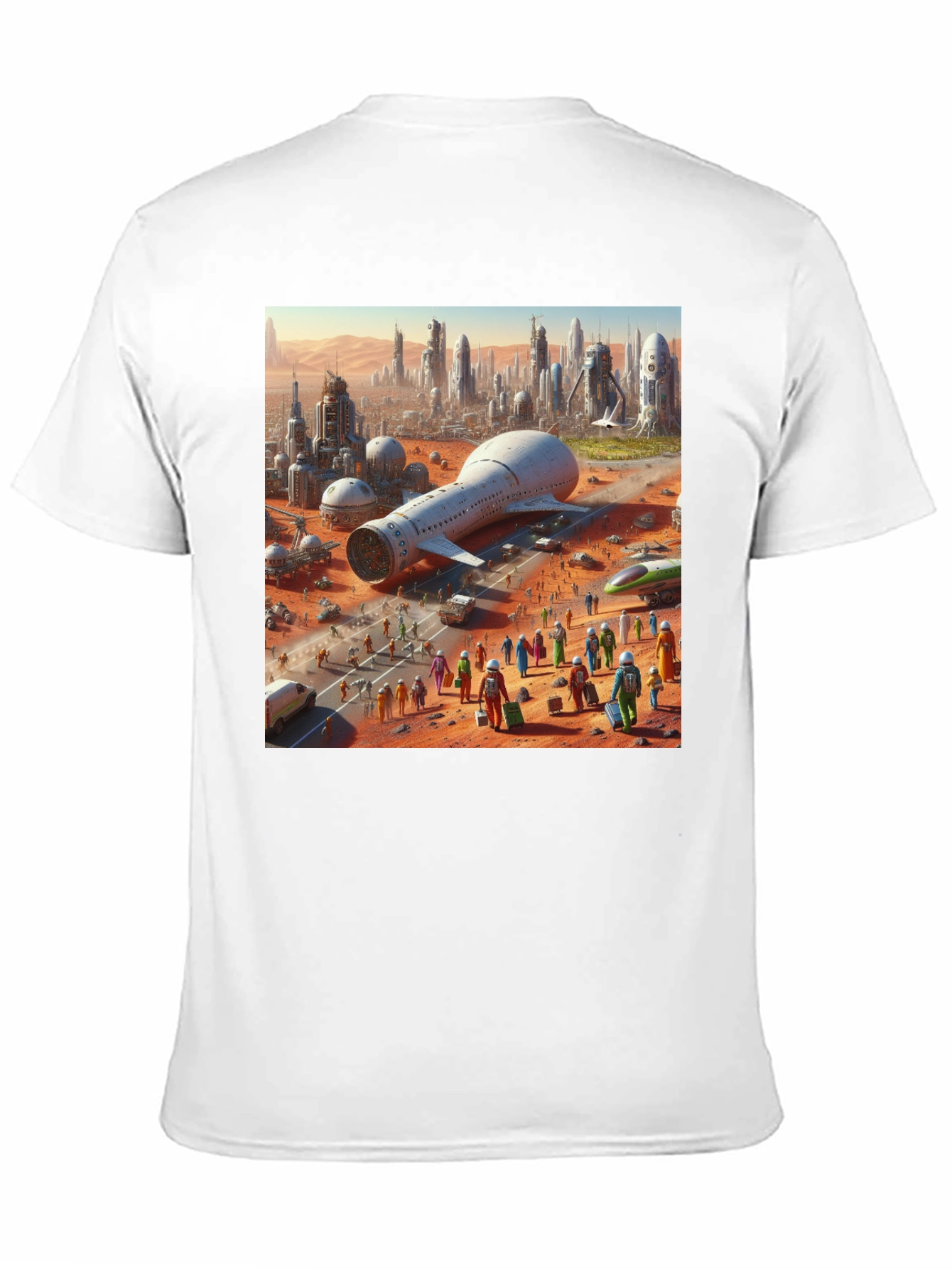 Futuristic Mars City Graphic T-Shirt