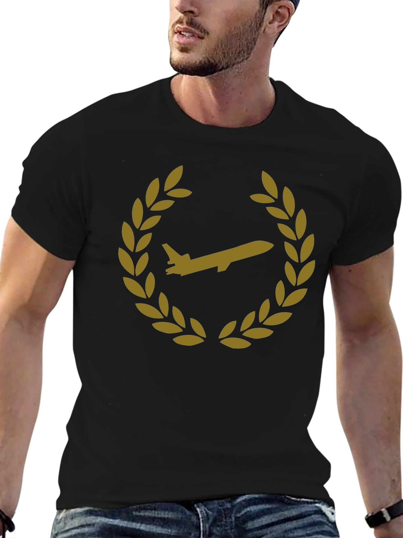 Emblem T-Shirt: Jet Laurel Wreath Design