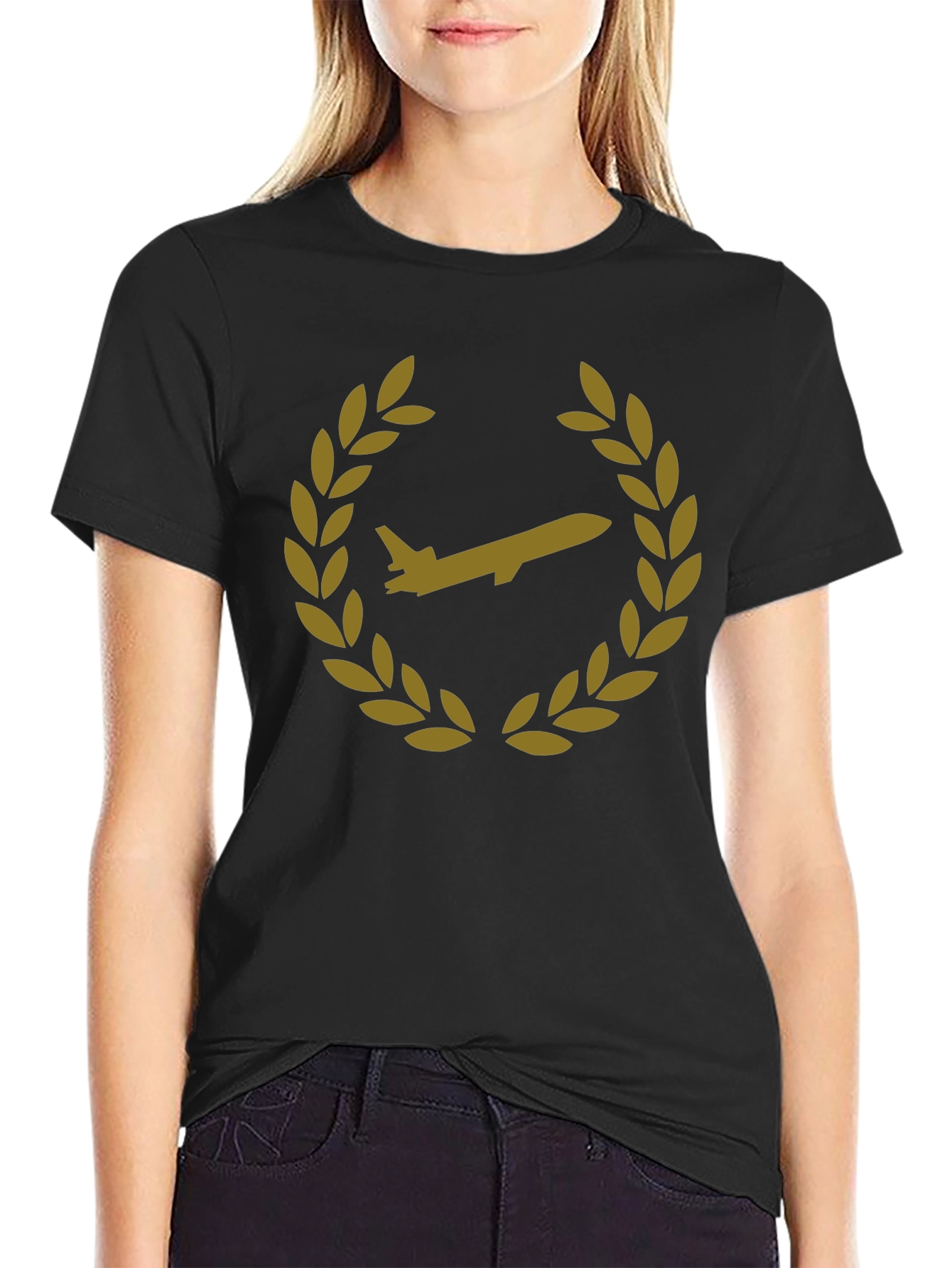 Emblem T-Shirt: Jet Laurel Wreath Design