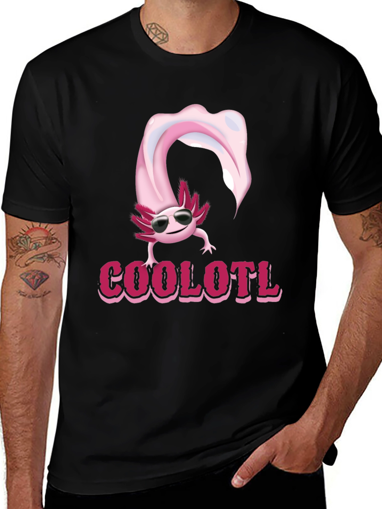 Cool Axolotl T-Shirt - Black Cotton Tee