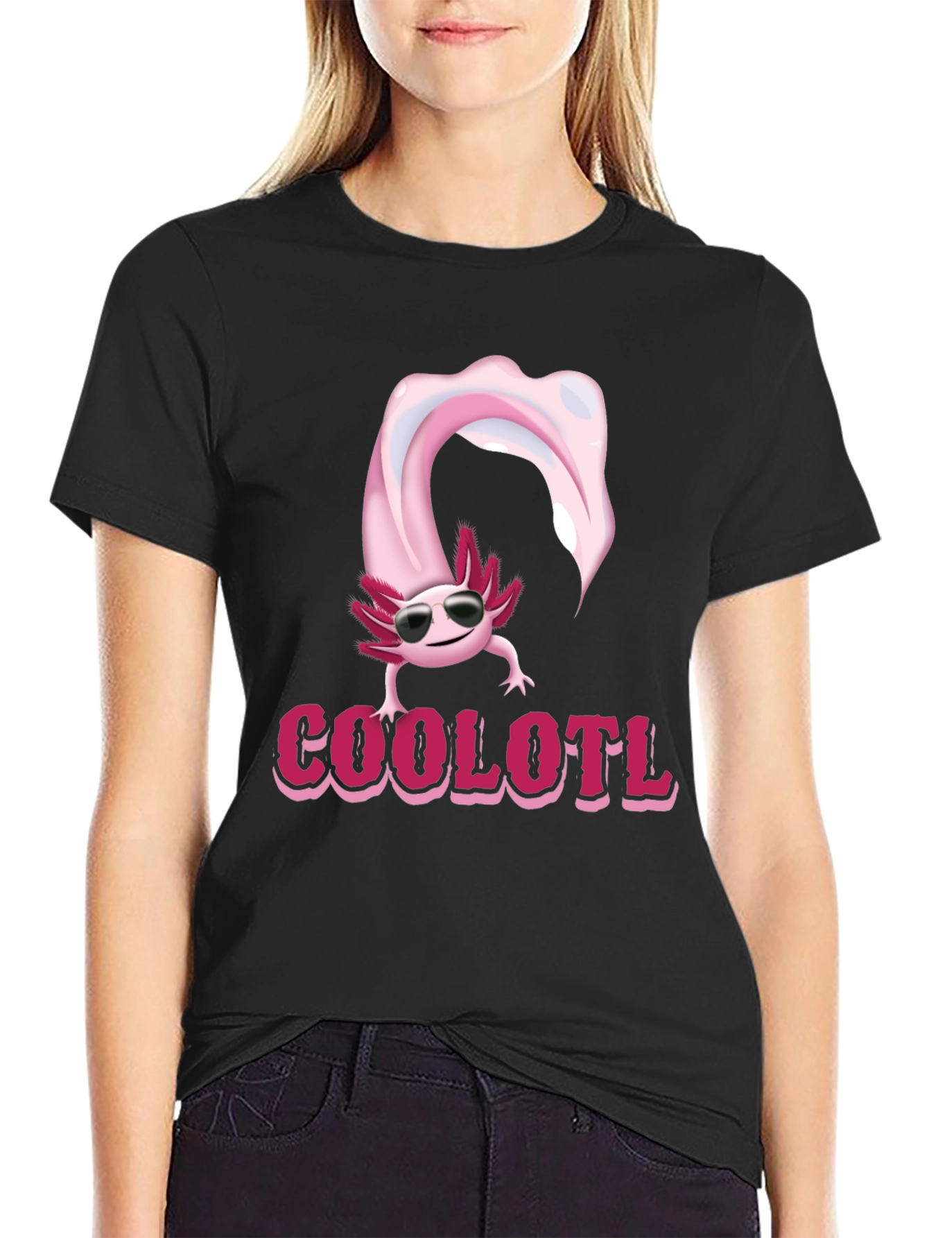 Cool Axolotl T-Shirt - Black Cotton Tee