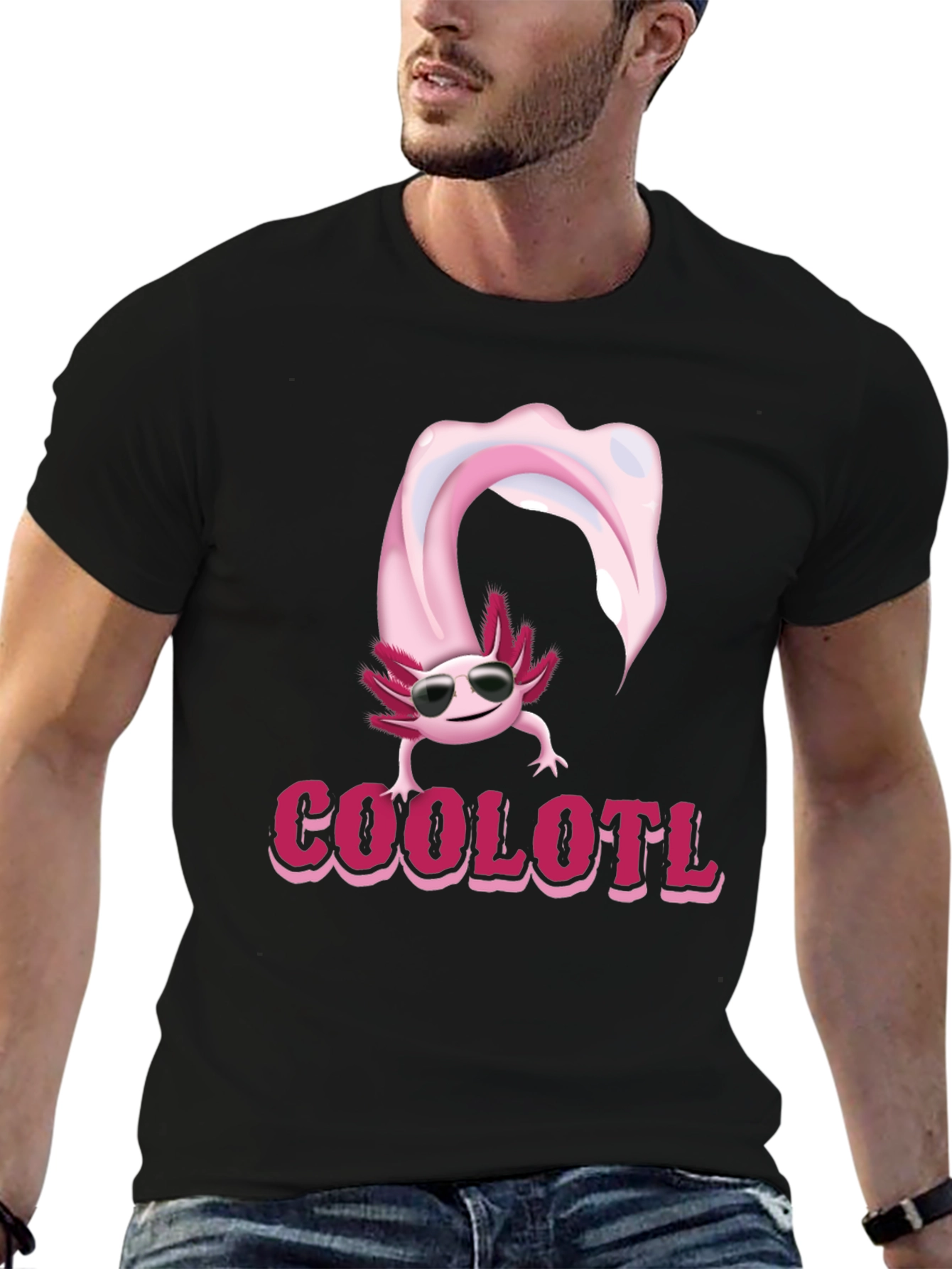 Cool Axolotl T-Shirt - Black Cotton Tee
