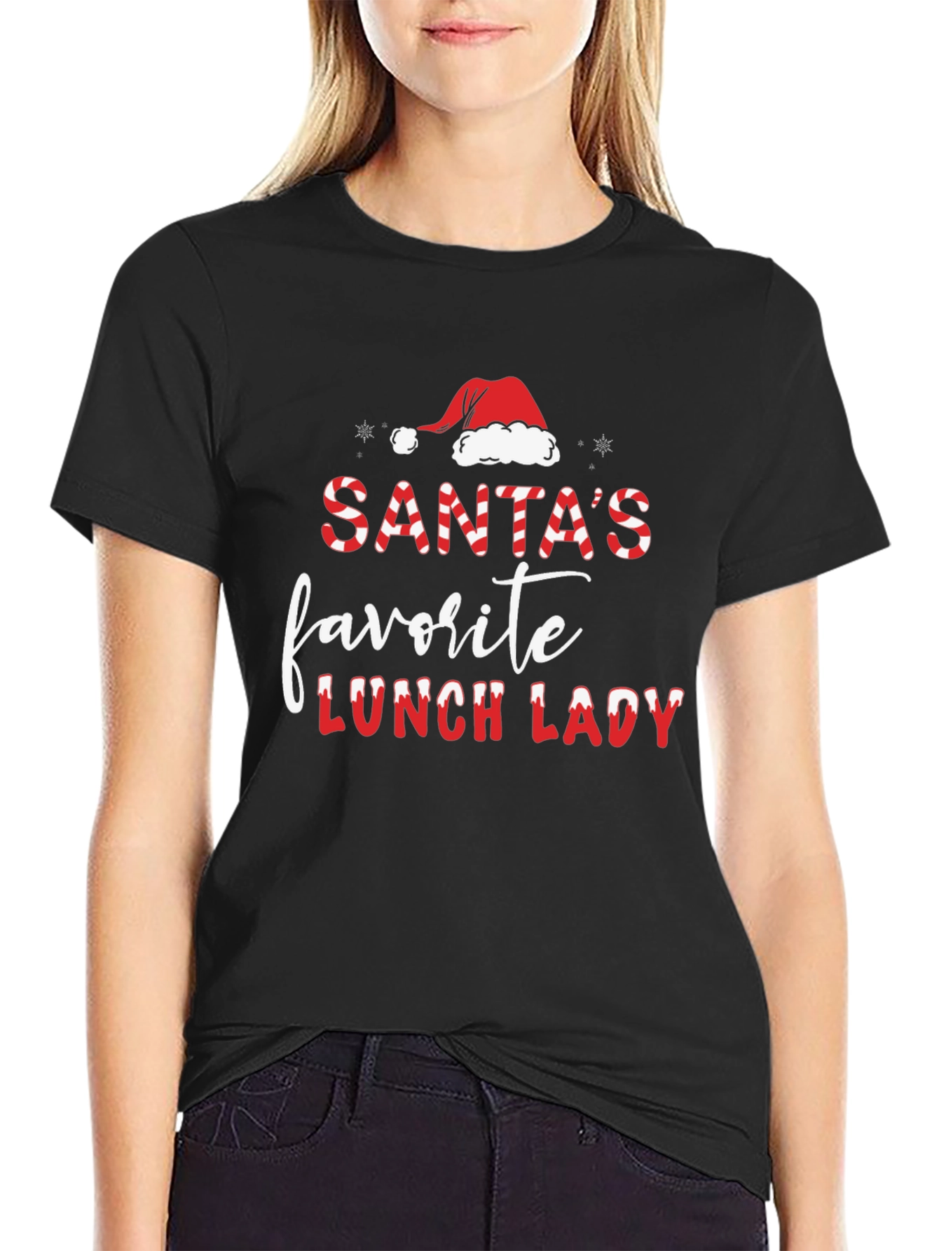 Santas Favorite Lunch Lady Black T-Shirt