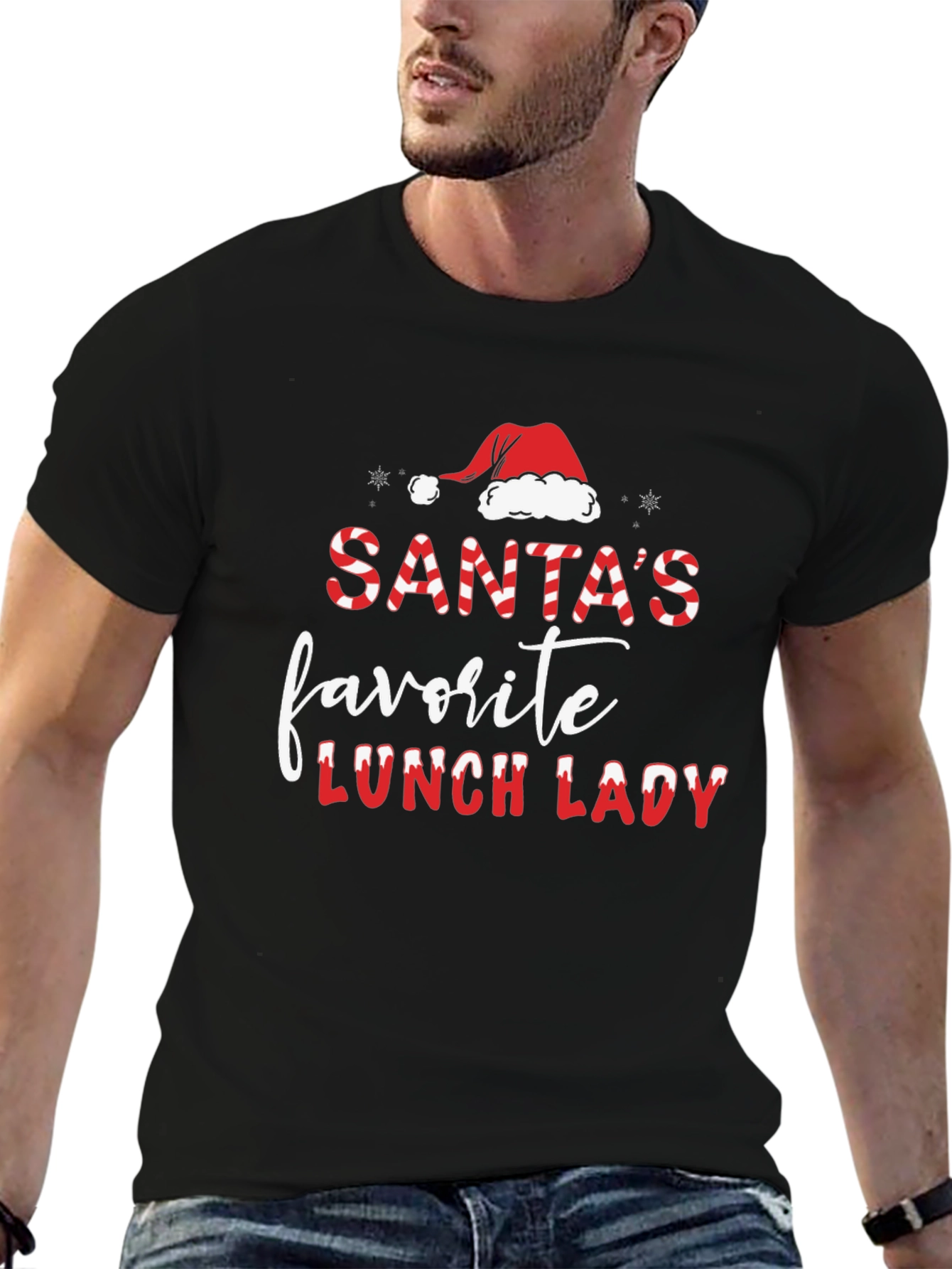 Santas Favorite Lunch Lady Black T-Shirt