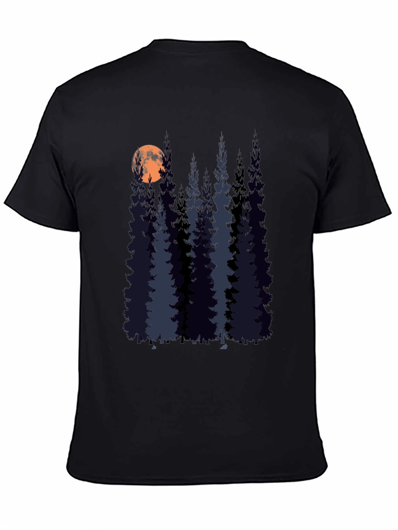 Mens Moonlit Forest Graphic Tee - Black