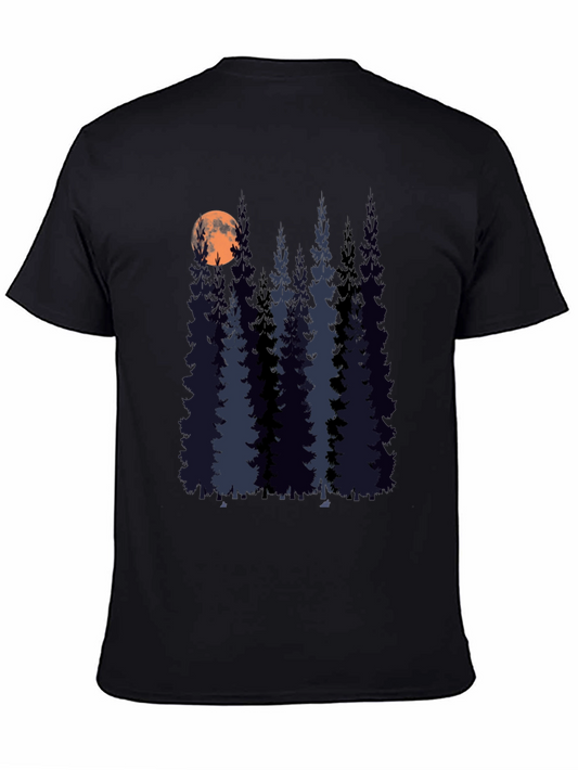 Mens Moonlit Forest Graphic Tee - Black
