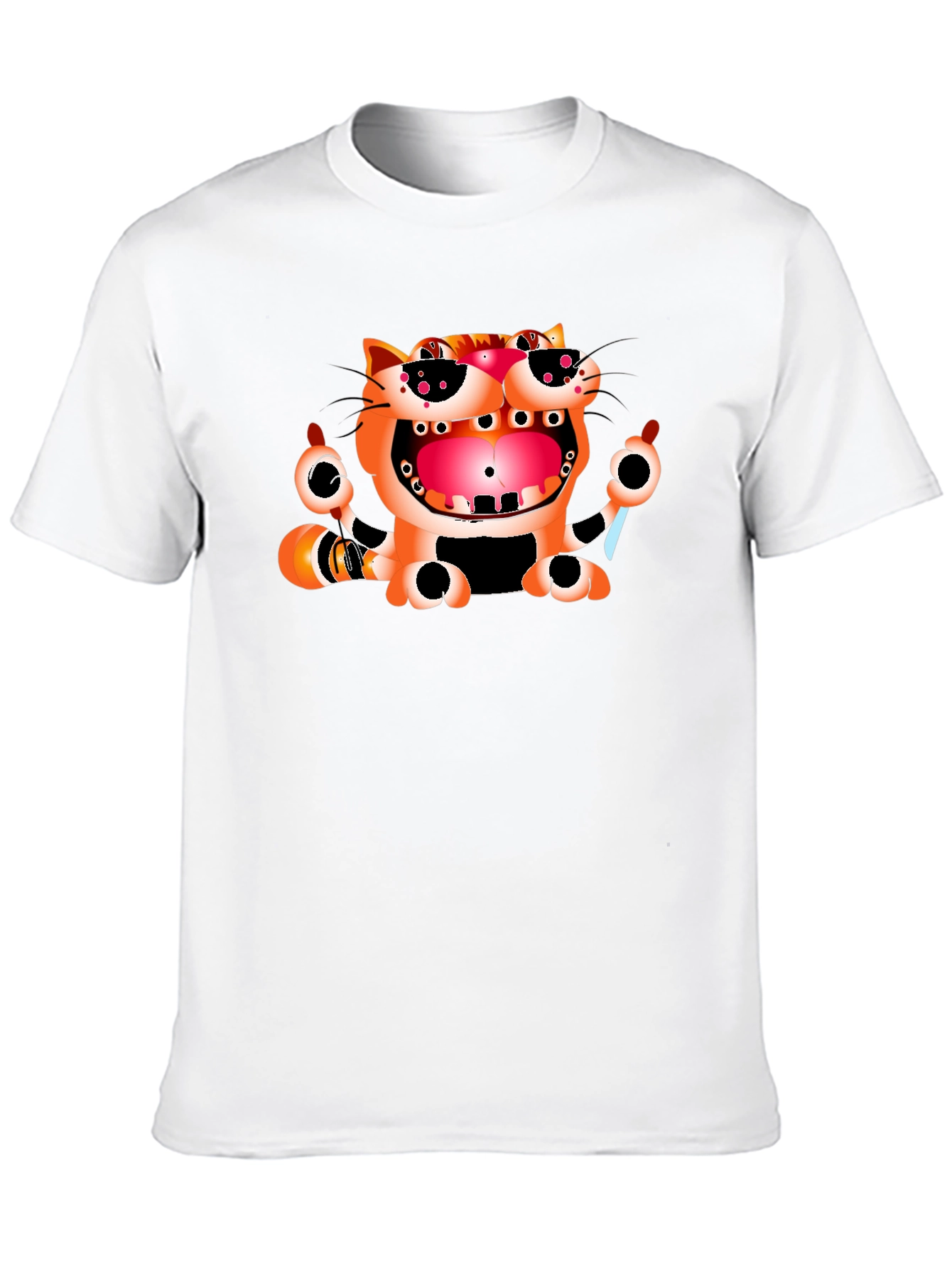 Funny Cat Graphic Print Black T-Shirt