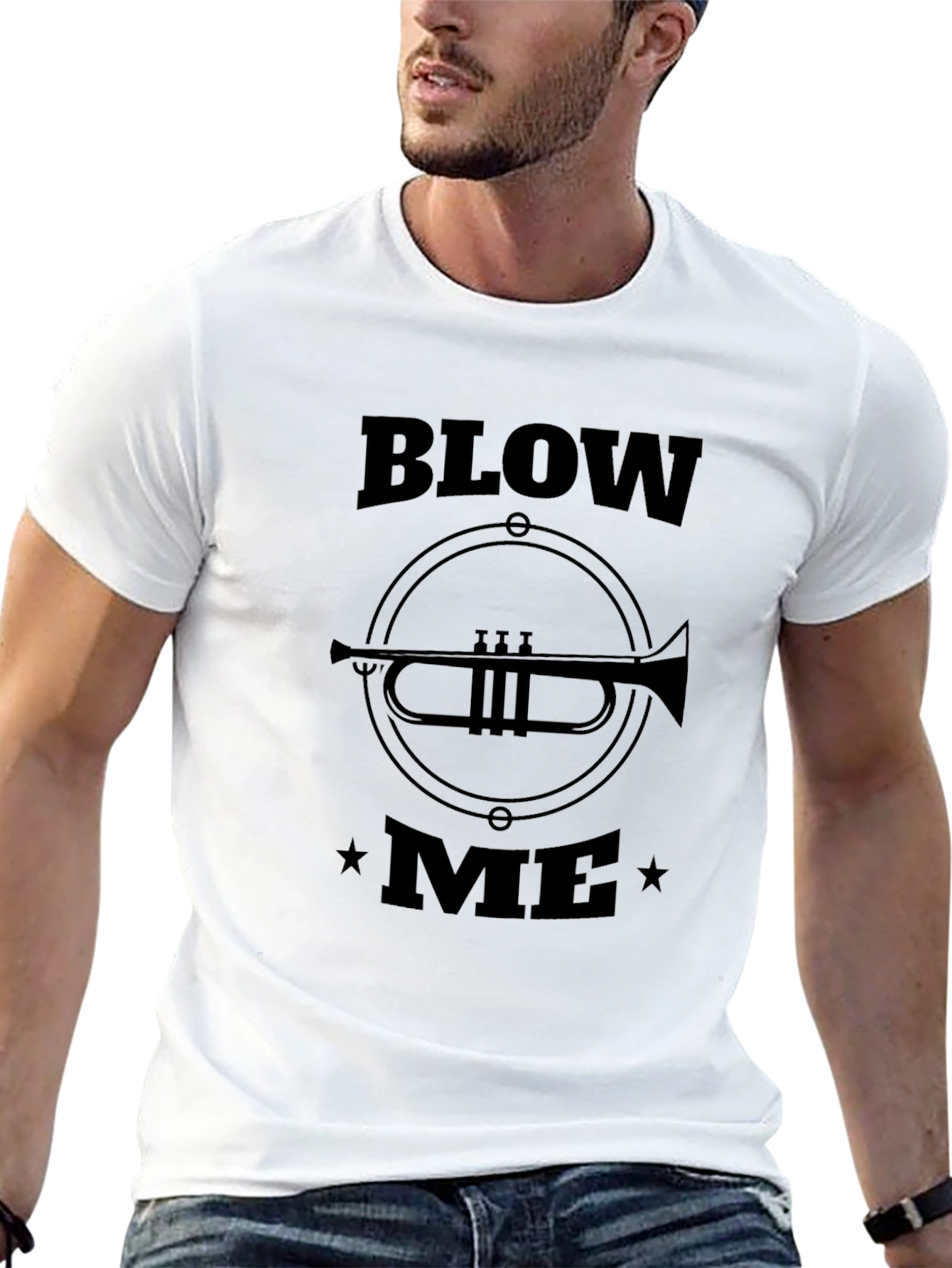 Blow Me Trumpet Graphic Black T-Shirt