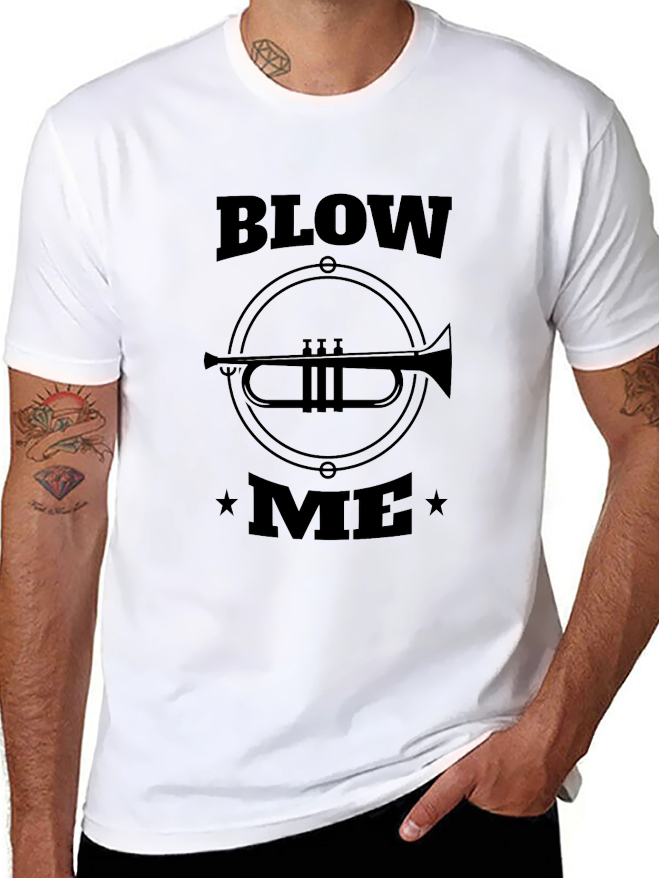 Blow Me Trumpet Graphic Black T-Shirt