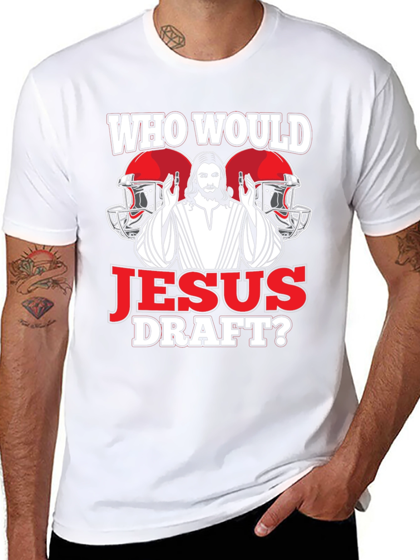 Who Would Jesus Draft Football T-Shirt